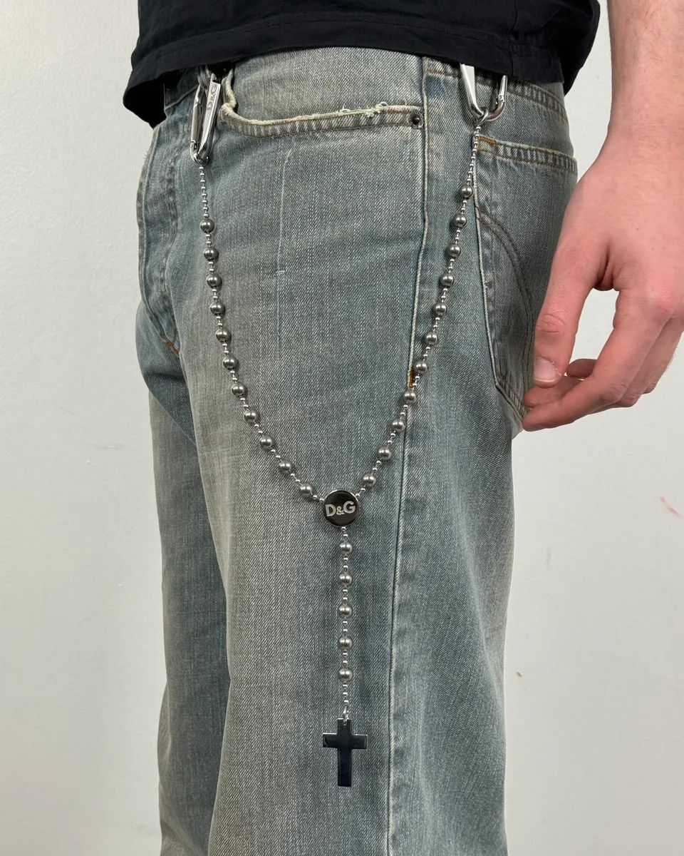 Dolce & Gabbana 2000s Dolce & Gabbana Grey Metal Beaded Cross Rosary Chain Size ONE SIZE - 2 Thumbnail
