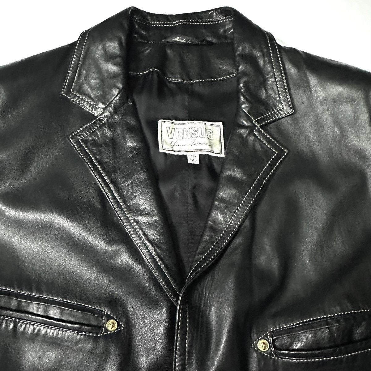 Versace 90s made in ITALY VERSUS VERSACE leather western jacket Size US L / EU 52-54 / 3 - 5 Thumbnail