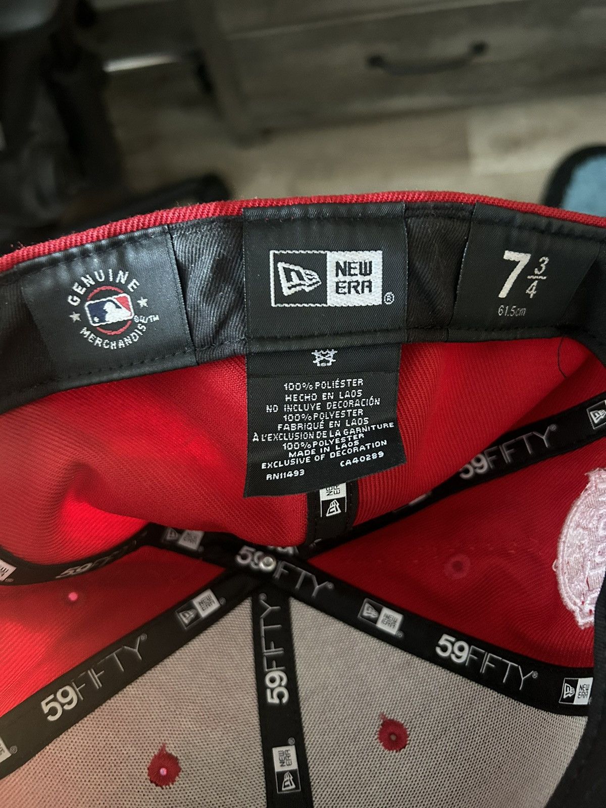 Red New Era Atlanta Braves fitted hat with Bunny Ears