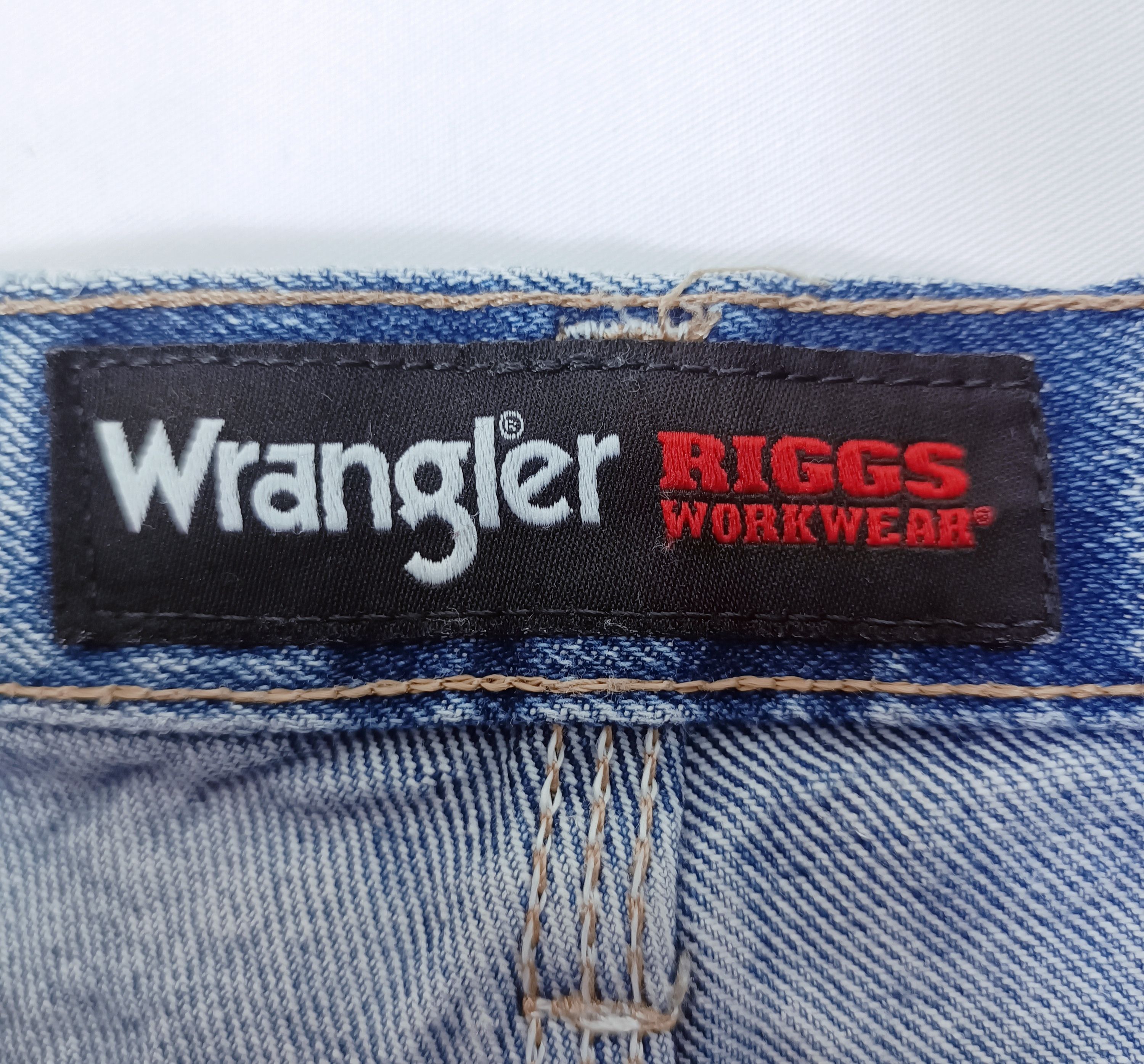 Wrangler Vintage Wrangler Rigg Workwear Faded Blue Double Knee Jeans Size US 37 - 15 Thumbnail