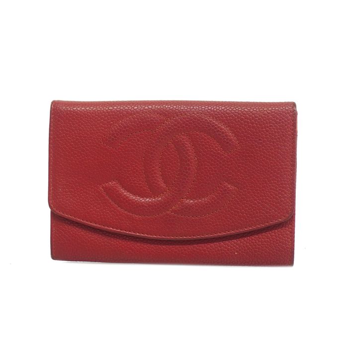 Chanel Auth Chanel Bifold Wallet Gold Hardware Women's Caviar Leather Red Color Grailed