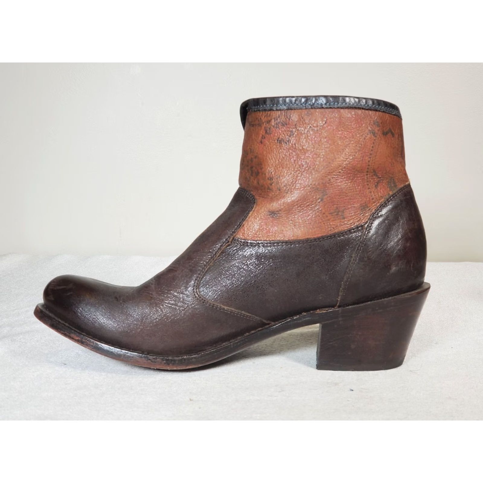 Vintage J.B. Dillon Western Ankle Boots Outside Zip JBW1801 Brown Leather Women's US 10 B Size US 10 / IT 40 - 3 Thumbnail