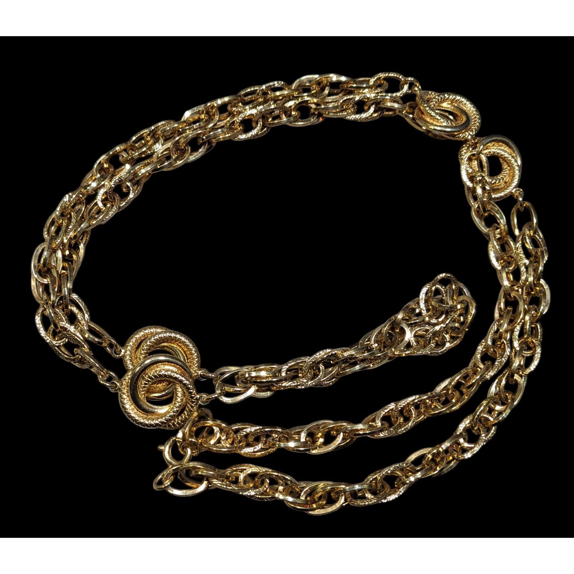 Other Elegant Chain Necklace With Snake Texture Engraved Accents G Size ONE SIZE - 1 Thumbnail