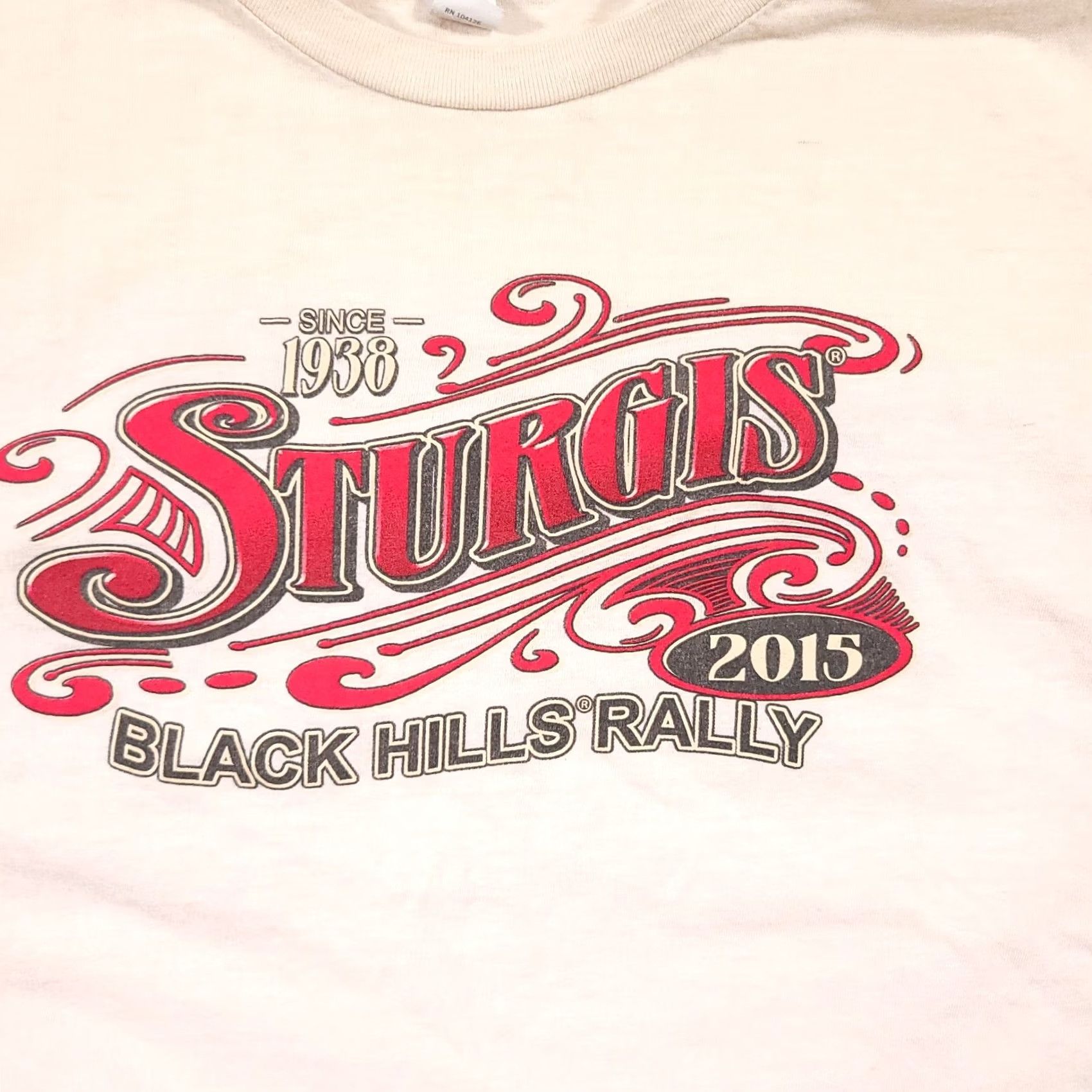 Tultex Sturgis South Dakota Bike Week T-Shirt Men's Large 2015 Rally Motorcycle Grunge Tultex Ivory Cotton Jersey Crew Neck Short Sleeve Vintage No Size US L / EU 52-54 / 3 - 4 Thumbnail