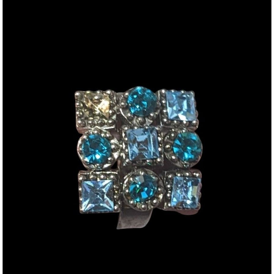 Other Vintage Blue And Silver Tone Signed Adjustable Statement Rin Size ONE SIZE - 5 Thumbnail
