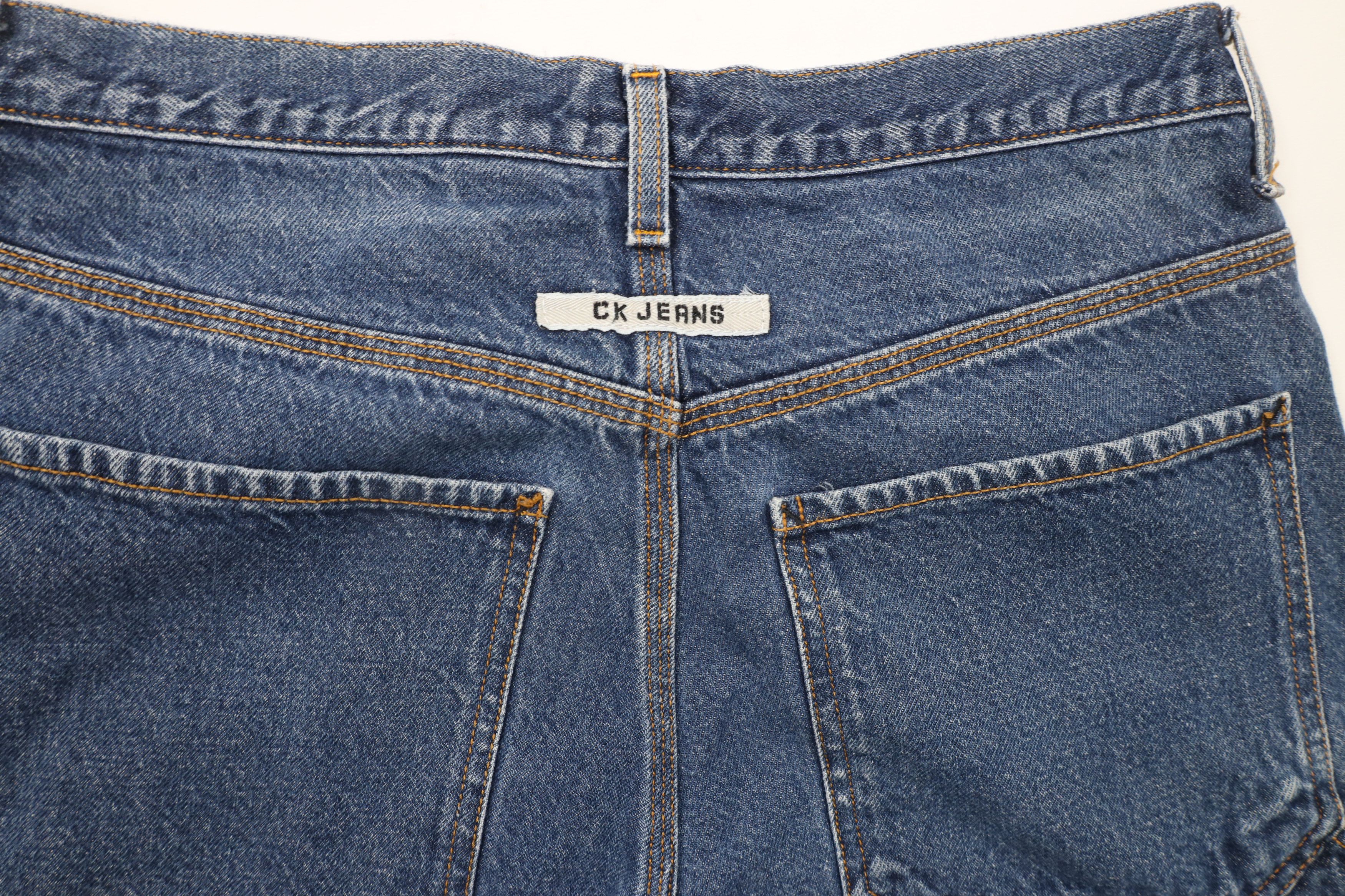 Calvin Klein × Vintage Vintage 90s Calvin Klein Spell Out Wide Leg Dungaree Jeans Size US 31 - 13 Thumbnail