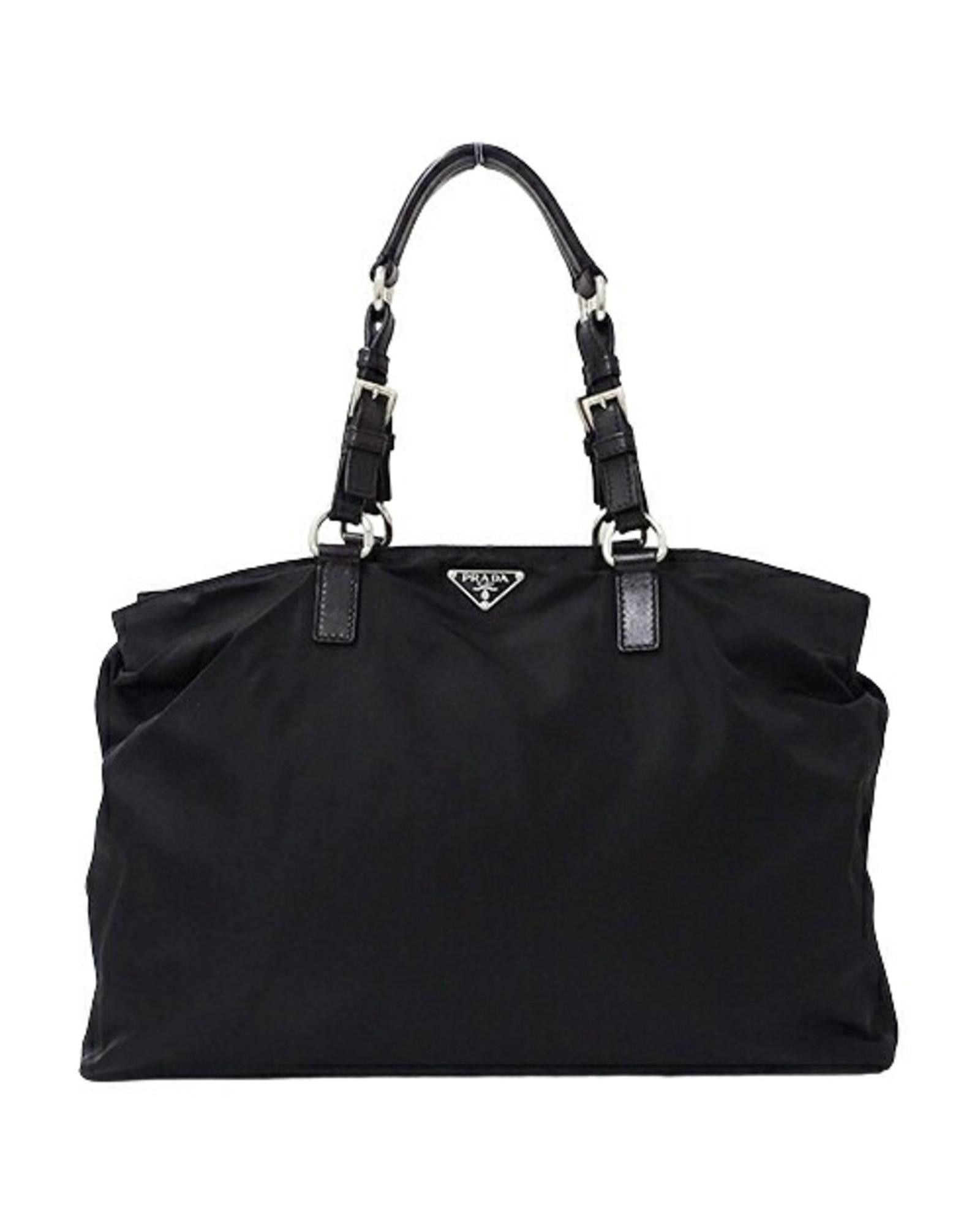 image of Prada Versatile Black Nylon Shoulder Tote Bag, Women's