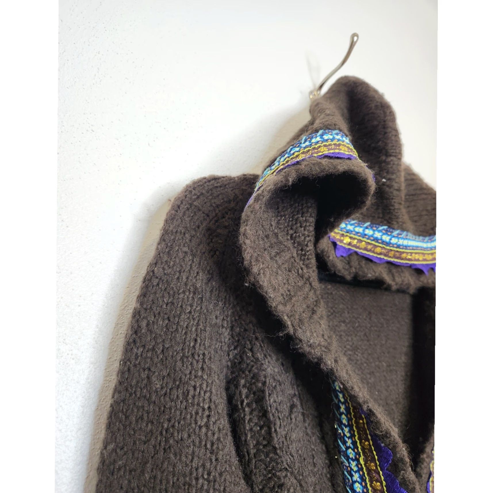 Free People VINTAGE Free People Cardigan Brown Large Knit Floral Embroidered Button Sweater Women L Size L / US 10 / IT 46 - 3 Thumbnail