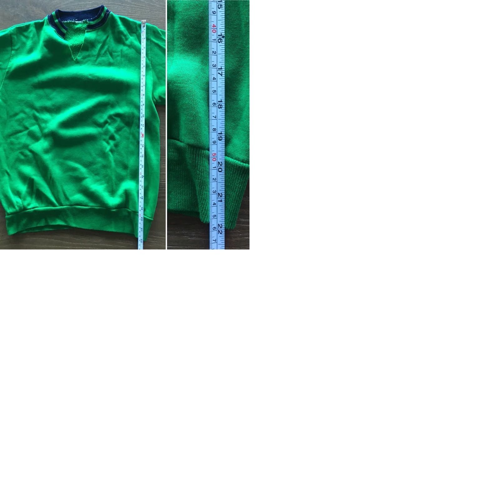 Vintage VINTAGE Sweatshirt Green With Navy Striped Neck & Sleeves Ends XS S Sweatshirt Men XS S Green Striped Vintage Mens Size US S / EU 44-46 / 1 - 9 Thumbnail