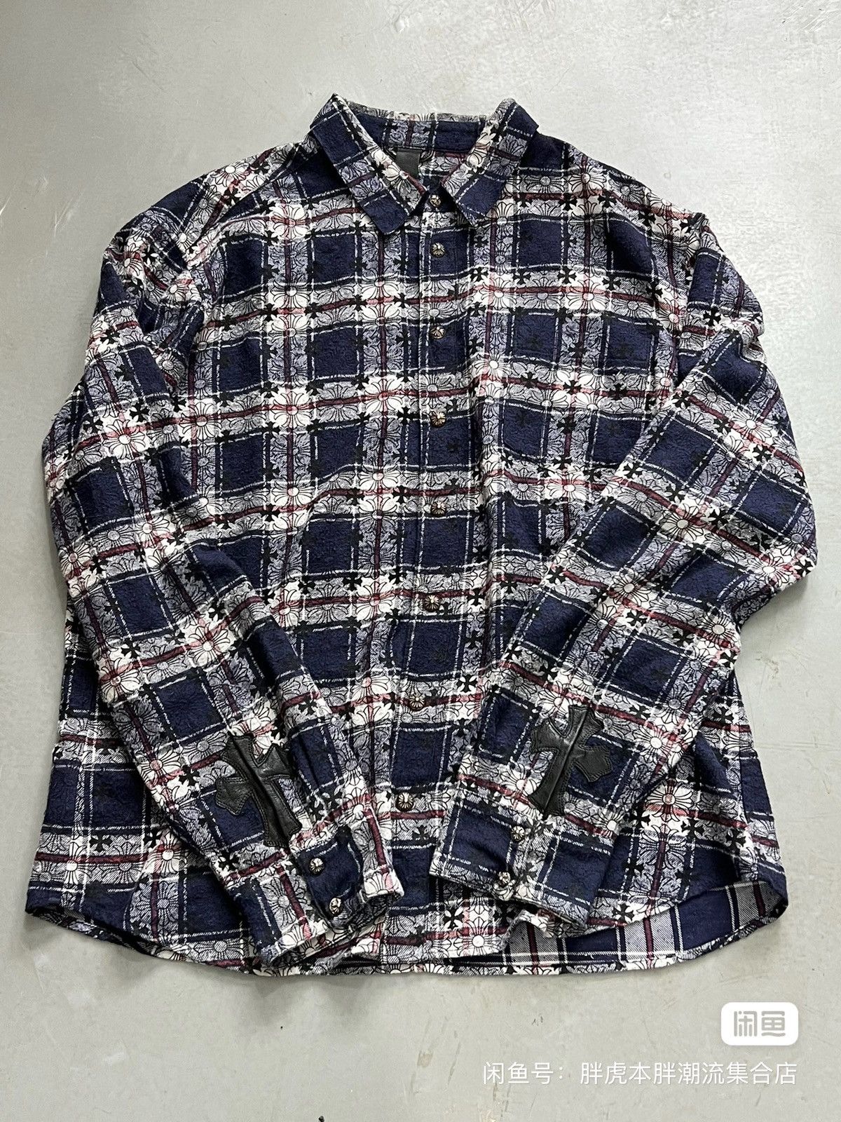 Chrome Hearts The first generation blue cross-striped plain-print shirt Size US XL / EU 56 / 4 - 8 Thumbnail