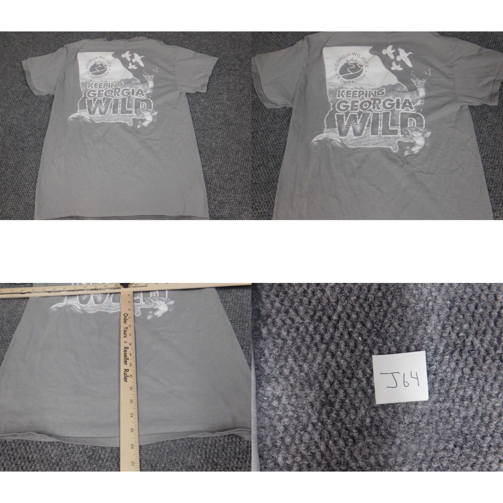 Gildan Gildan Georgia Wildlife Mens T-Shirt Short Sleeve Crew Neck Gray M Animals Dog Cotton Blend Polyester Logo Size US M / EU 48-50 / 2 - 8 Thumbnail