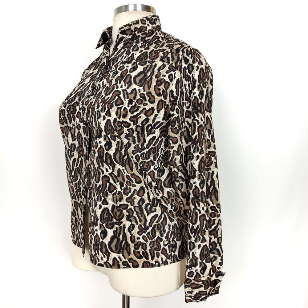 Other Sag Harbor Leopard French Cuff Blouse Button Up Shirt L Size L / US 10 / IT 46 - 2 Thumbnail