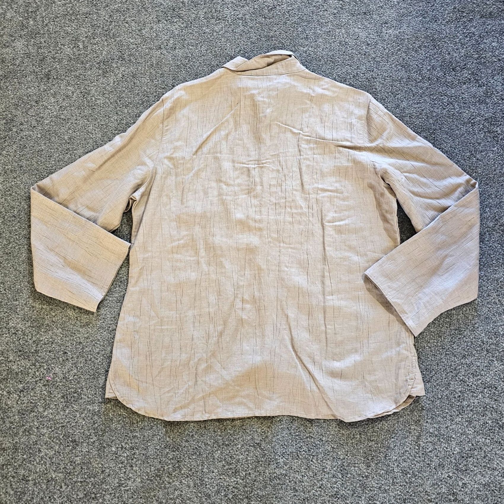 J. Jill J Jill Top Blouse Womens L Beige Linen Textured Long Sleeve Casual Shirt Size L / US 10 / IT 46 - 7 Thumbnail