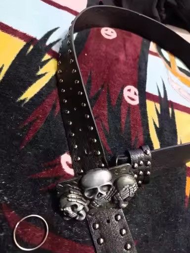 Japanese Brand Punk Skull Studded Belt - Three Wise Skulls Buckle - Gothic Size 32 - 8 Thumbnail