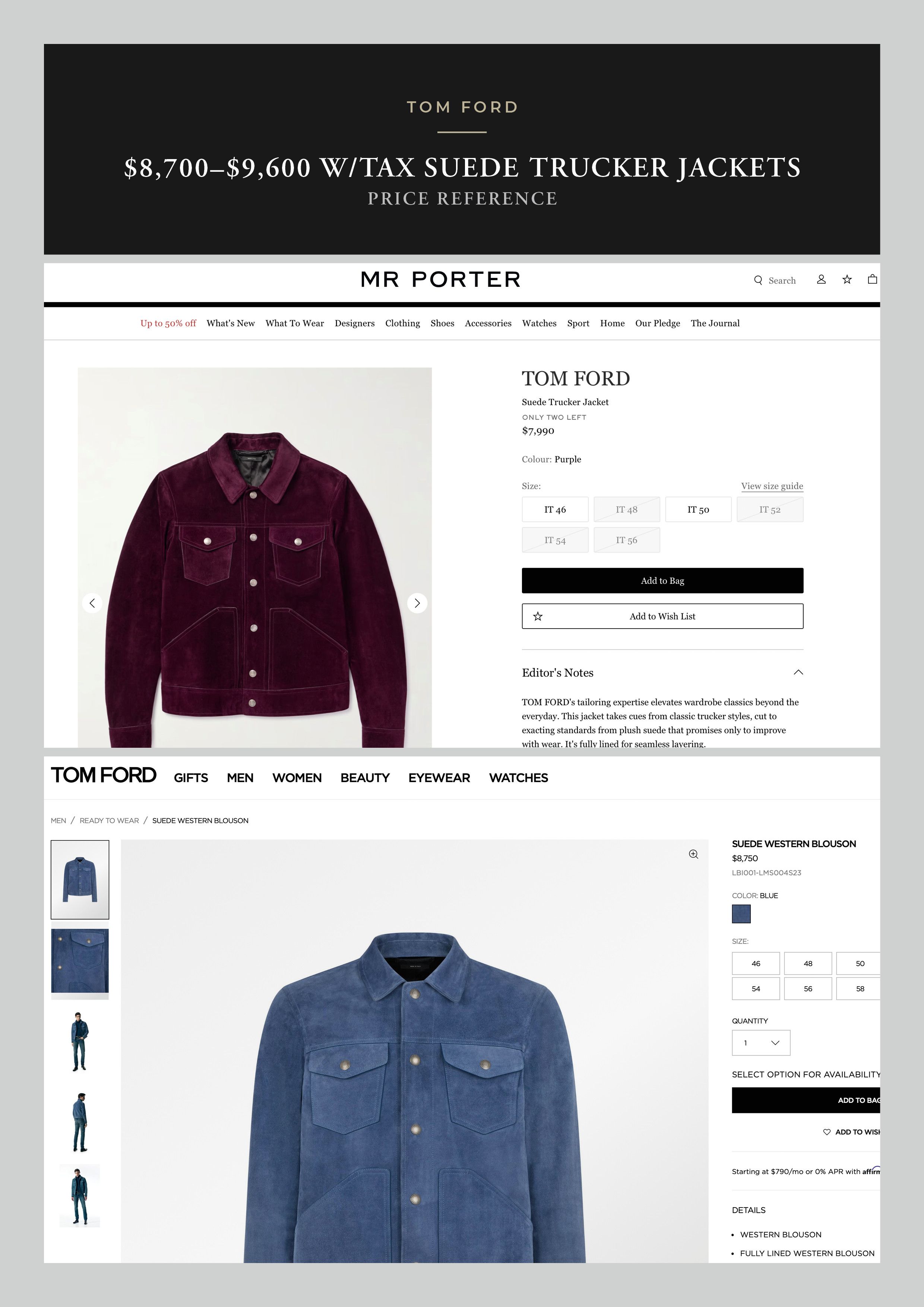 Tom Ford A-List Fave Coveted New $8,700 w/tax TOM FORD Suede Trucker Size US L / EU 52-54 / 3 - 7 Thumbnail
