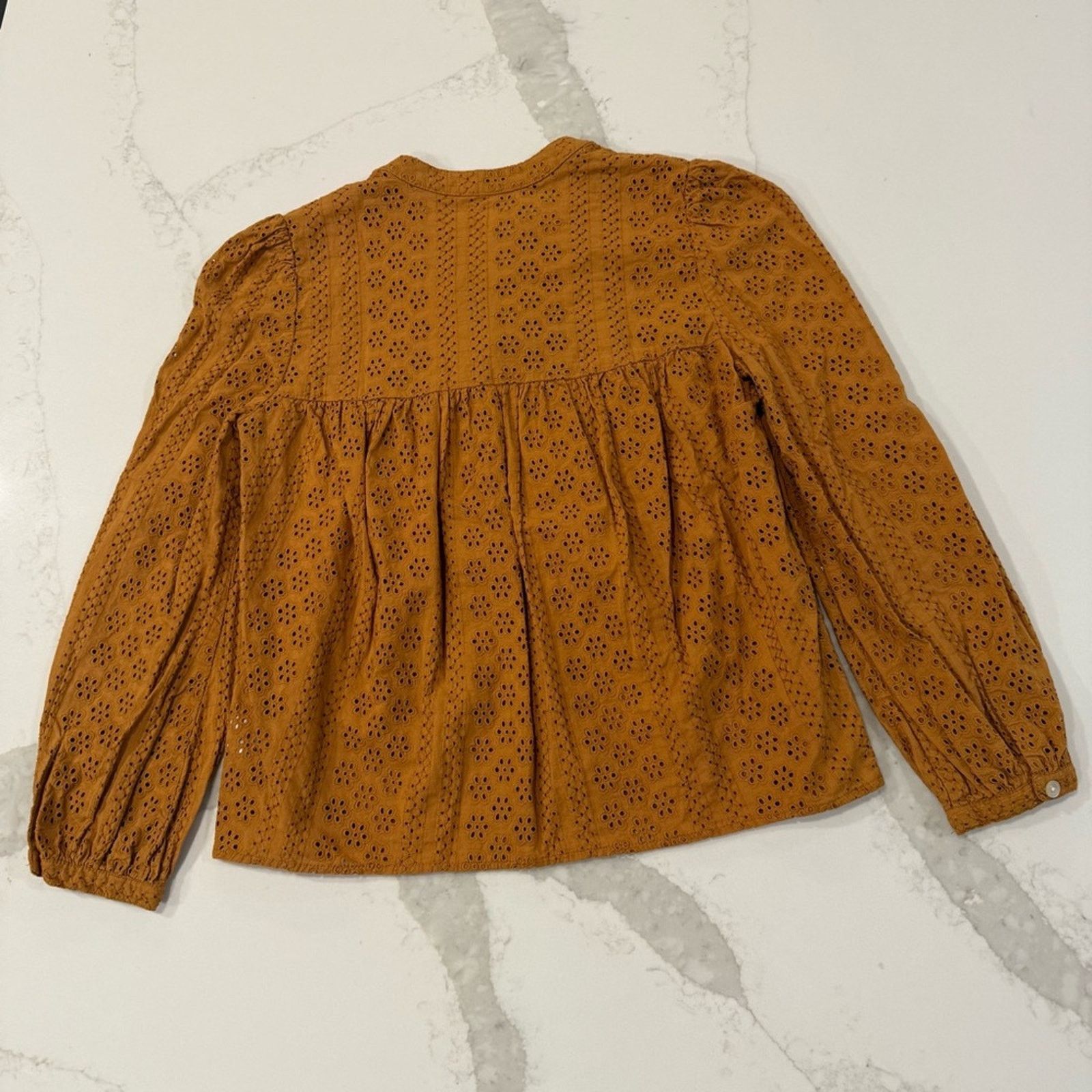 Madewell Madewell Eyelet Double Tie Peasant Top Womens XS Carrot Cake Size XS / US 0-2 / IT 36-38 - 7 Thumbnail
