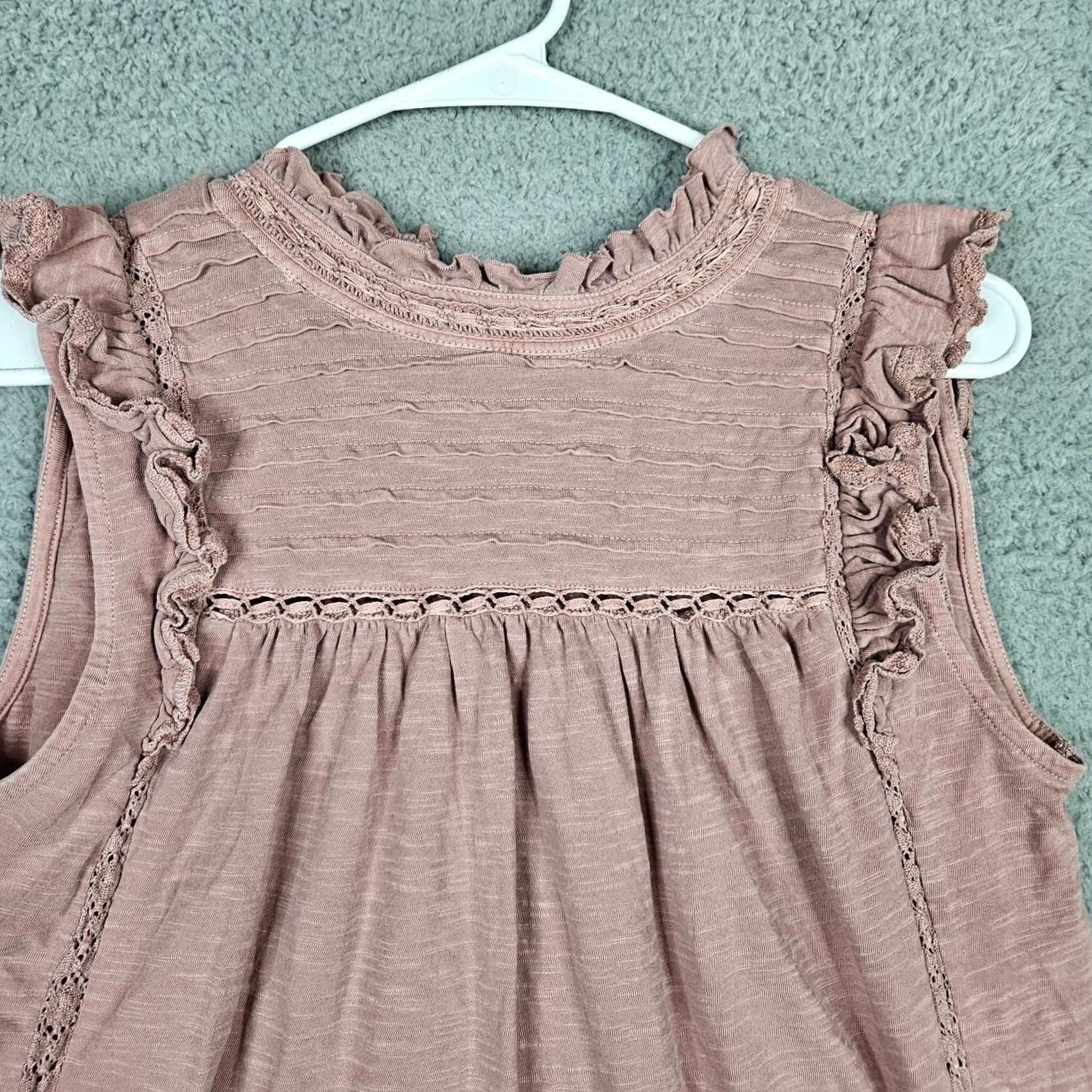 Vintage ANOTHER LOVE Tank Women S Cotton Ruffle Flutter Sleeve Pink Short Sleeve Size S Size S / US 4 / IT 40 - 8 Thumbnail