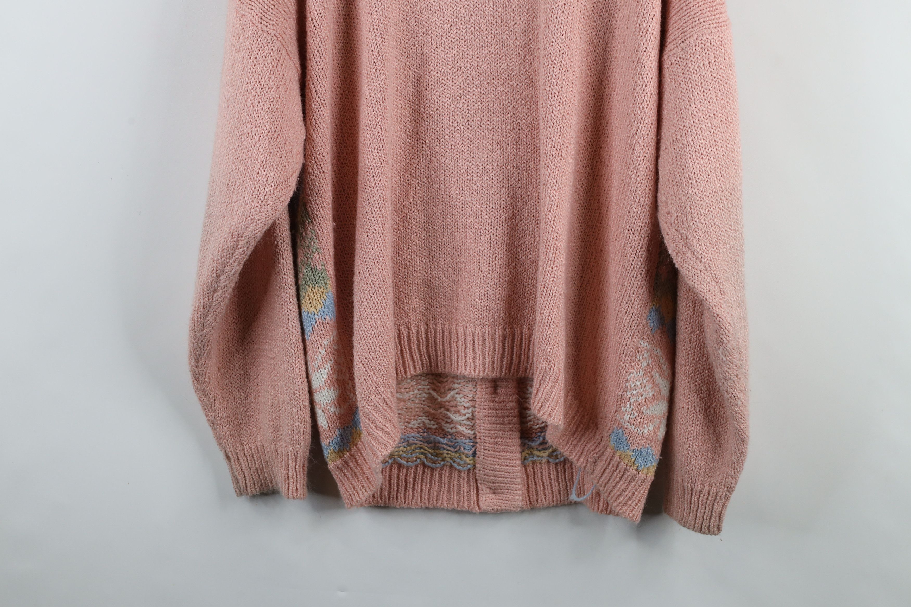 Vintage Vintage 90s Blend Pastel Fair Isle Knit Cardigan Sweater Size XXL / US 16-18 / IT 52-54 - 13 Thumbnail