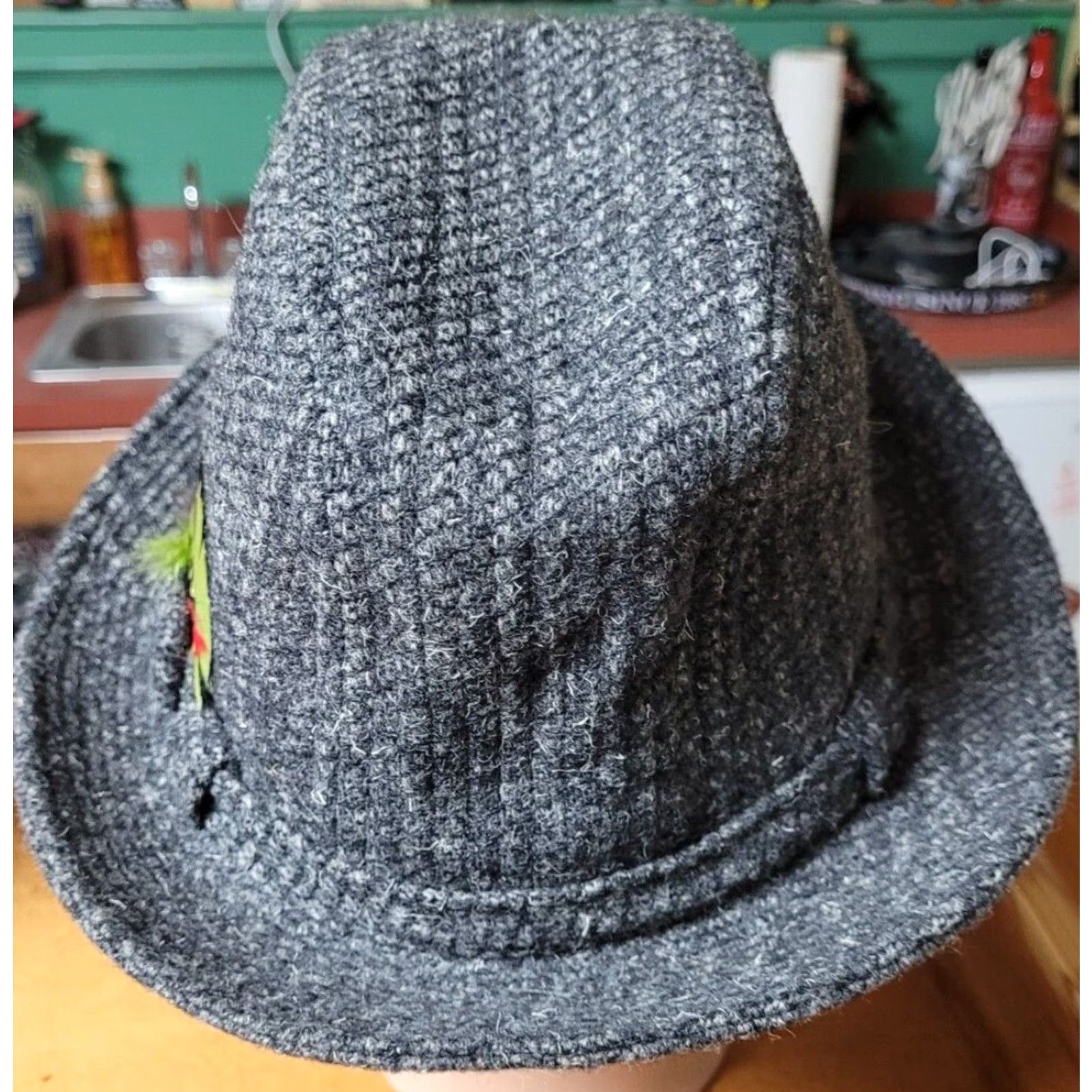 Vintage VTG Stetson Tweed Wool Fedora Hat Medium Wool Feathers Brown M Mens Hat 7 Size ONE SIZE - 4 Thumbnail