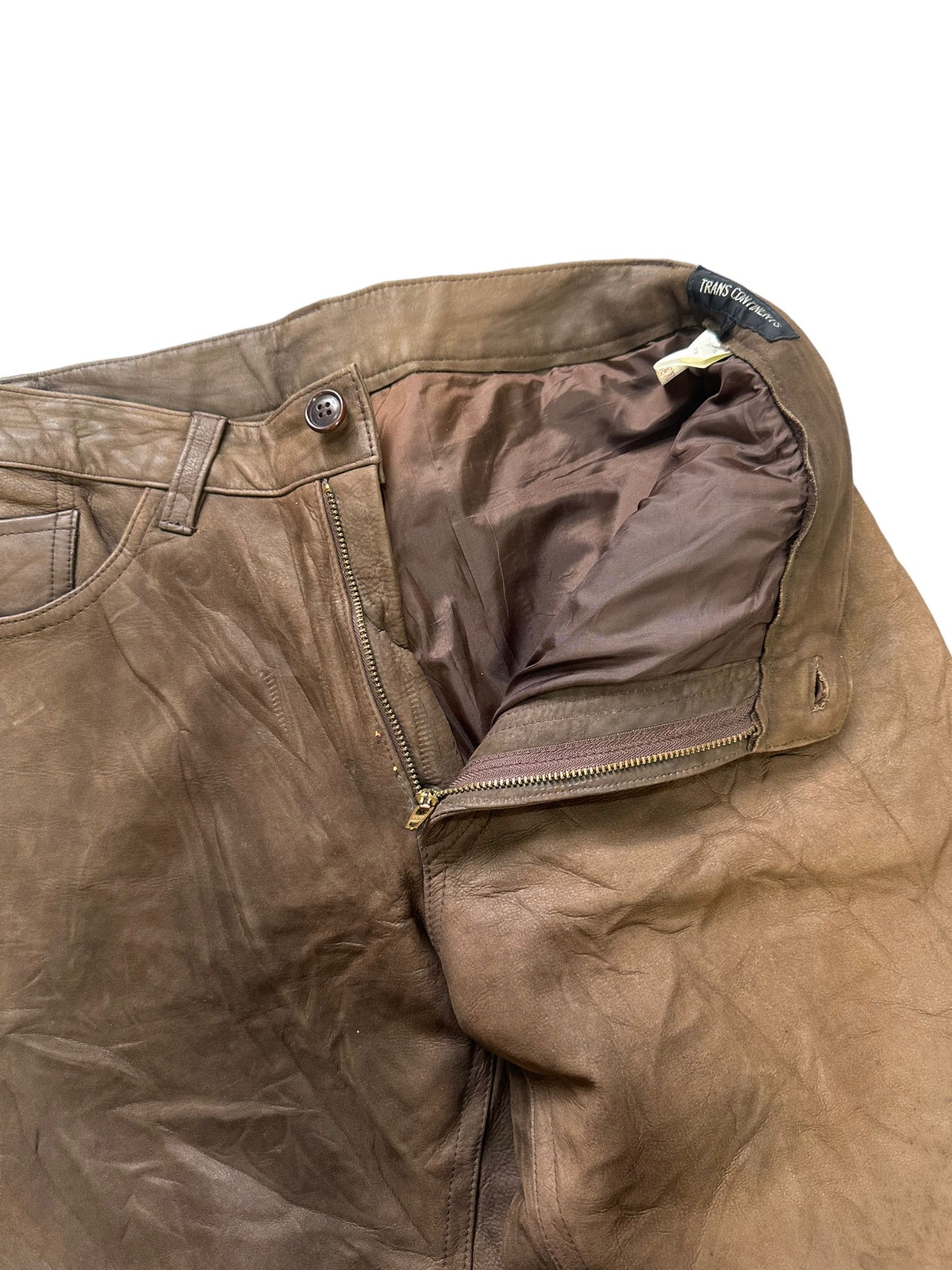 Japanese Brand TRANS CONTINENTS LEATHER PANT #7914-189 Size US 28 / EU 44 - 4 Thumbnail
