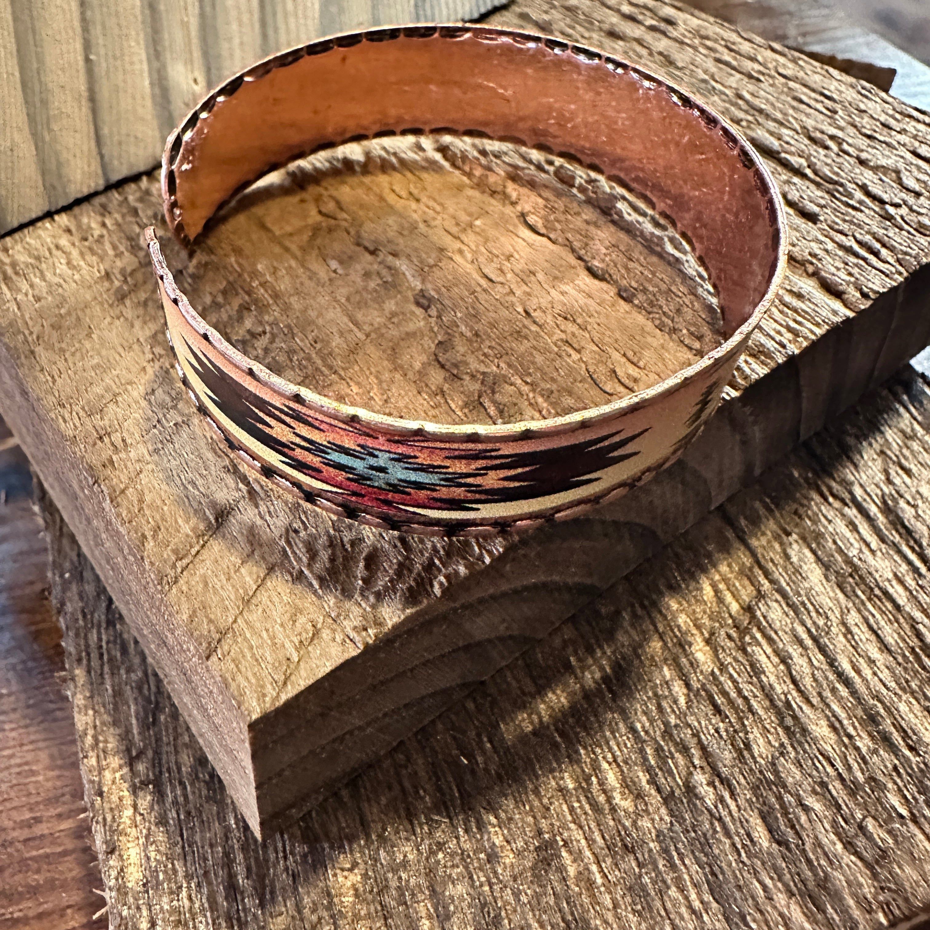 Other Handmade Boho Native American Aztek Copper Narrow Cuff Brace Size ONE SIZE - 9 Thumbnail
