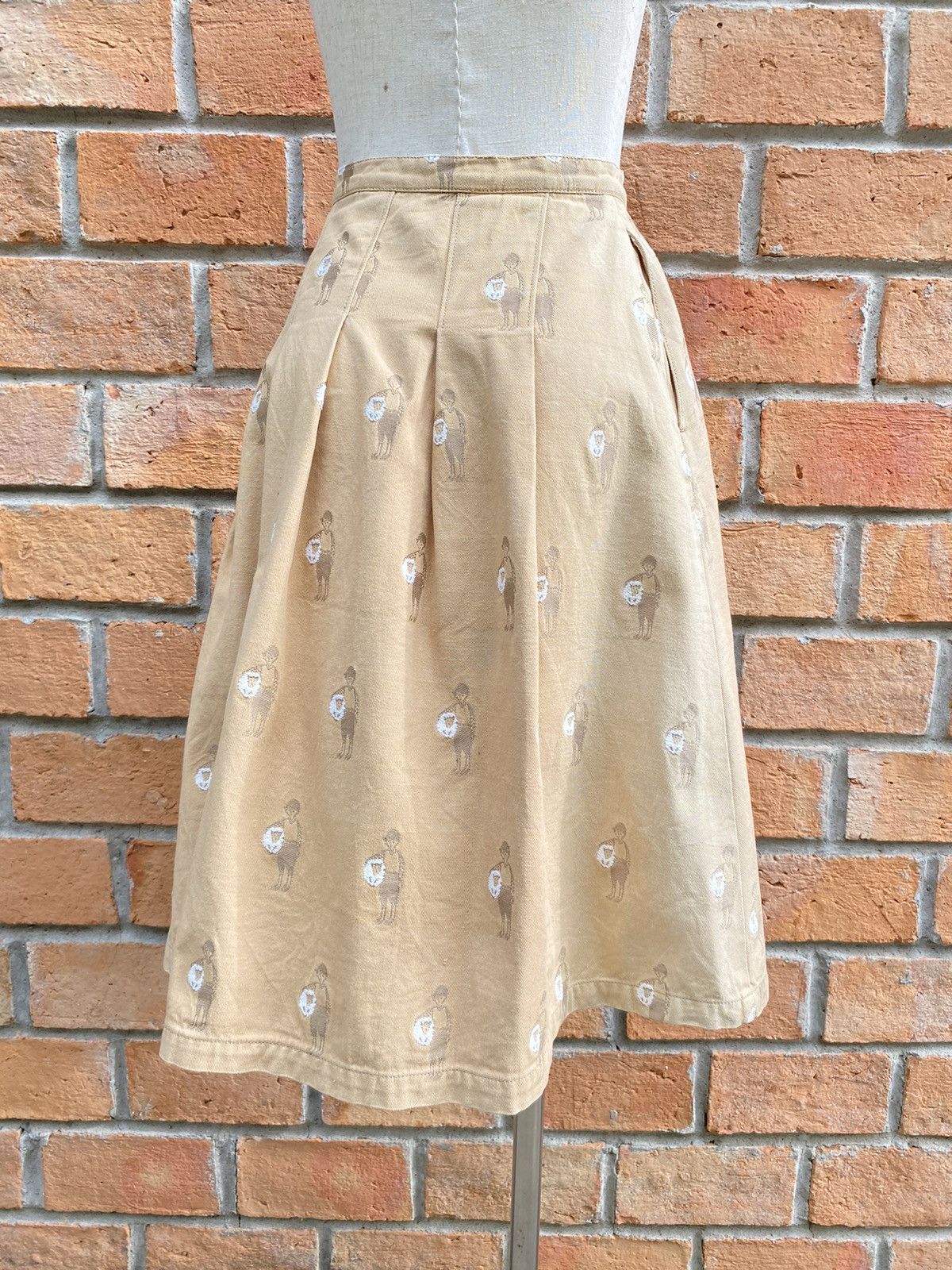 Ne-Net Né-net Beige A-Line Skirt with Embroidered Figure Pattern Size 26" / US 2 / IT 38 - 8 Thumbnail
