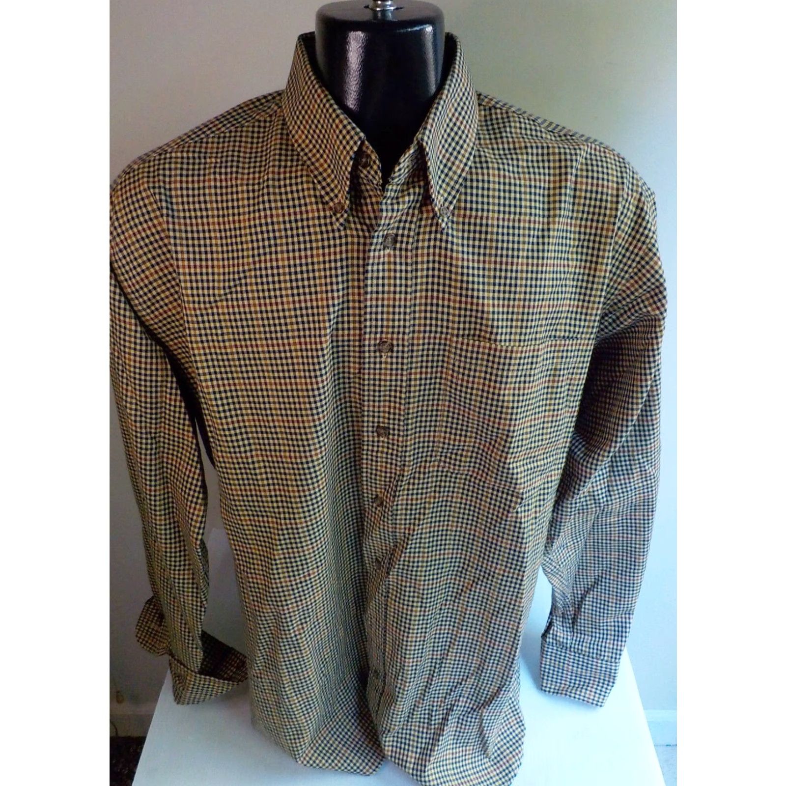 Vintage Viyella Button-Up Shirt Navy Tan Red XL Mens Size US XL / EU 56 / 4 - 2 Thumbnail