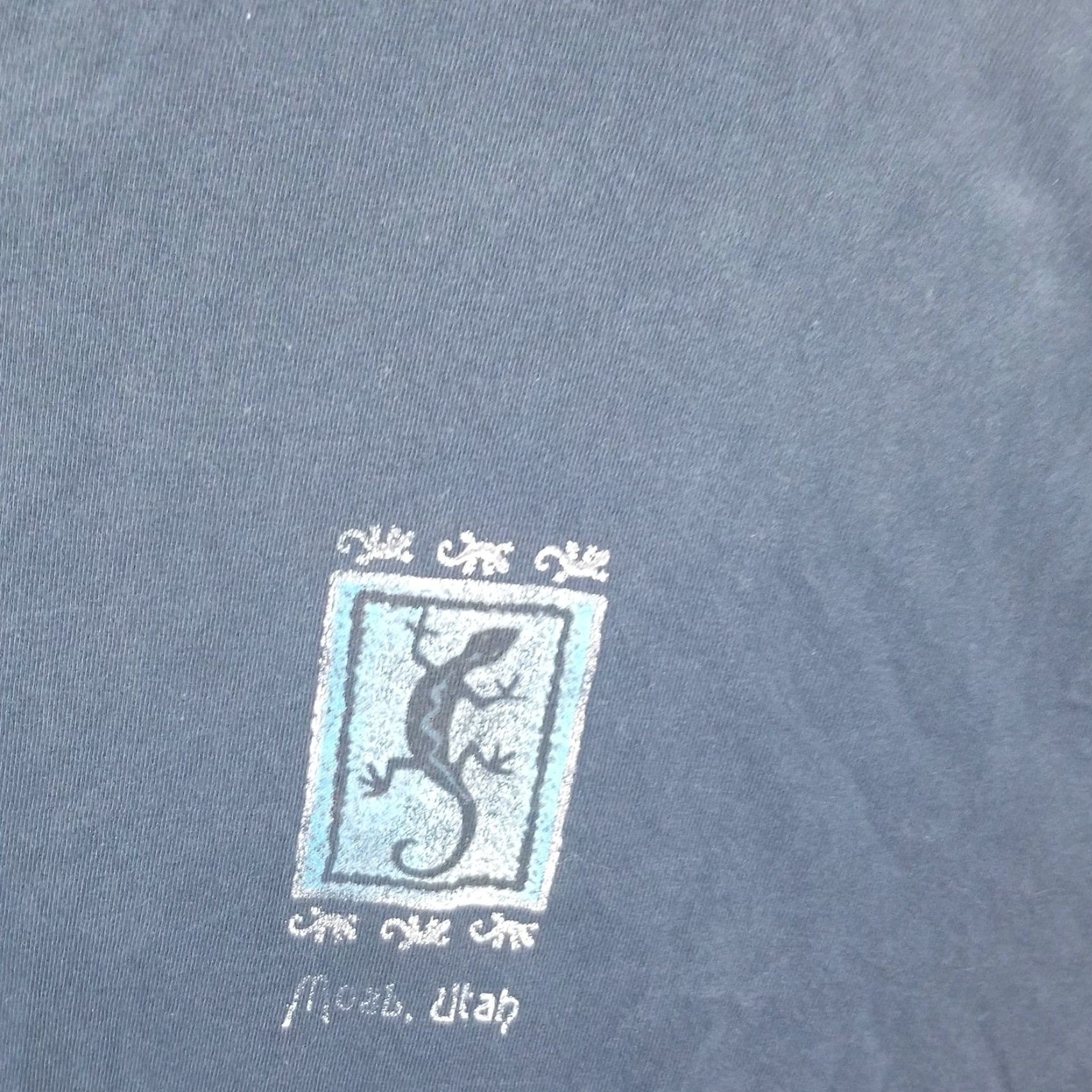 Vintage VINTAGE YachtClub Men's T-Shirt XL Blue Moab Utah Lizard Graphic Souvenir Tee Short Sleeve Cotton Travel Nature Animals Size US XL / EU 56 / 4 - 3 Thumbnail