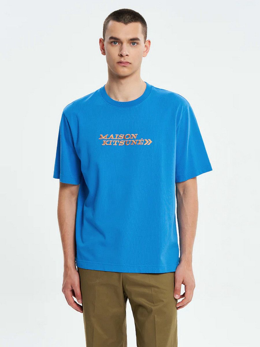 Maison Kitsune MAISON KITSUNE blue Men Go Faster logo embroidered t-shirt q Size US L / EU 52-54 / 3 - 1 Thumbnail