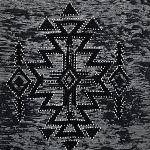 Vintage Vocal T-Shirt Womens Large Gray Aztec Beaded Burnout V-Neck Western Boho Y2K Vinyl? Size L / US 10 / IT 46 - 2 Thumbnail