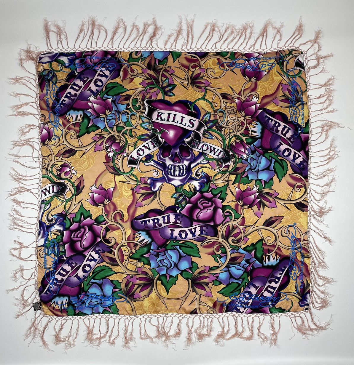Ed Hardy Ed Hardy Christian Audigier Silk Scarf “Kill love slowly” Size ONE SIZE - 1 Thumbnail