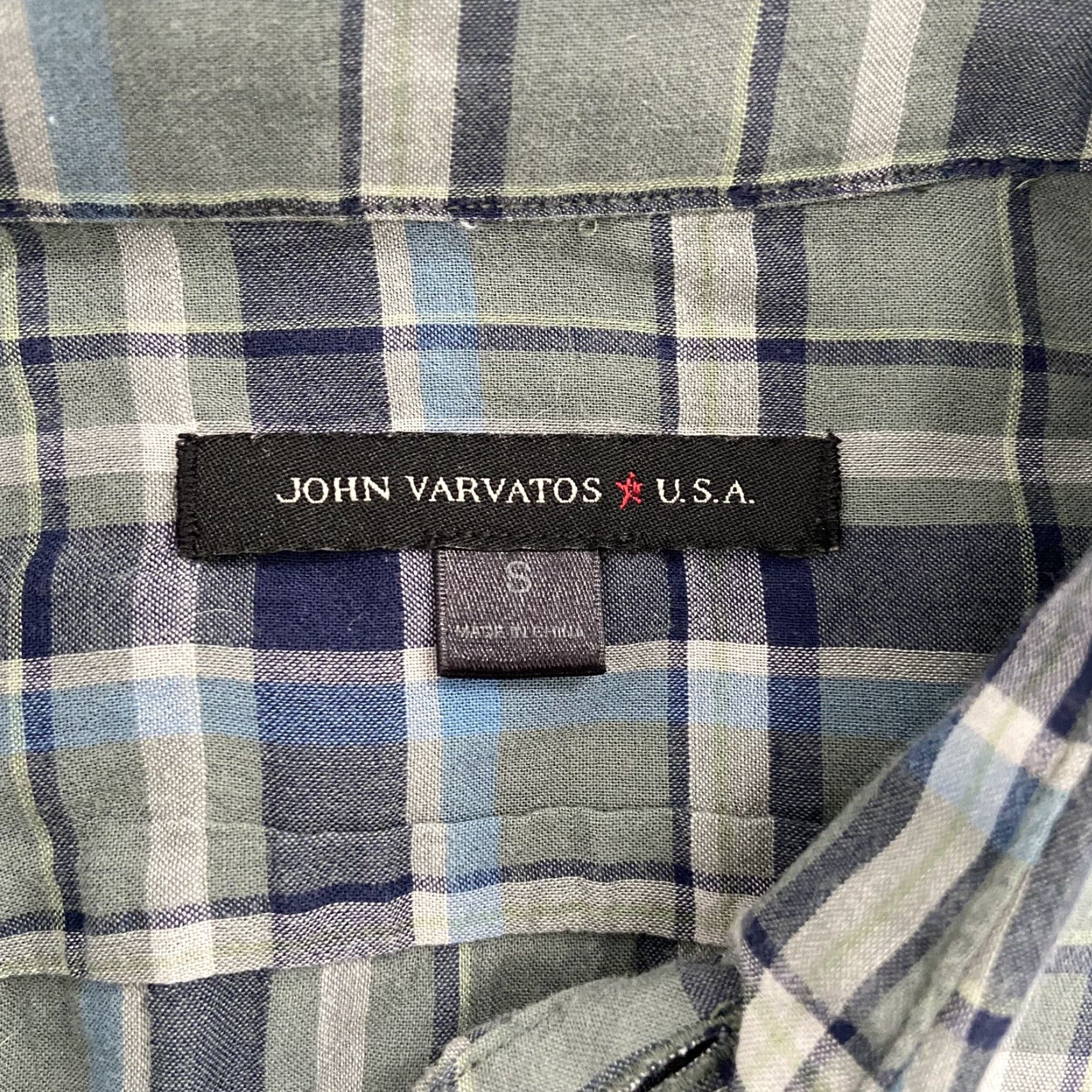 John Varvatos John Varvatos Shirt Adult Small Green Plaid Button-Up Long Sleeve Mens S Cotton Vintage No Size US S / EU 44-46 / 1 - 5 Thumbnail