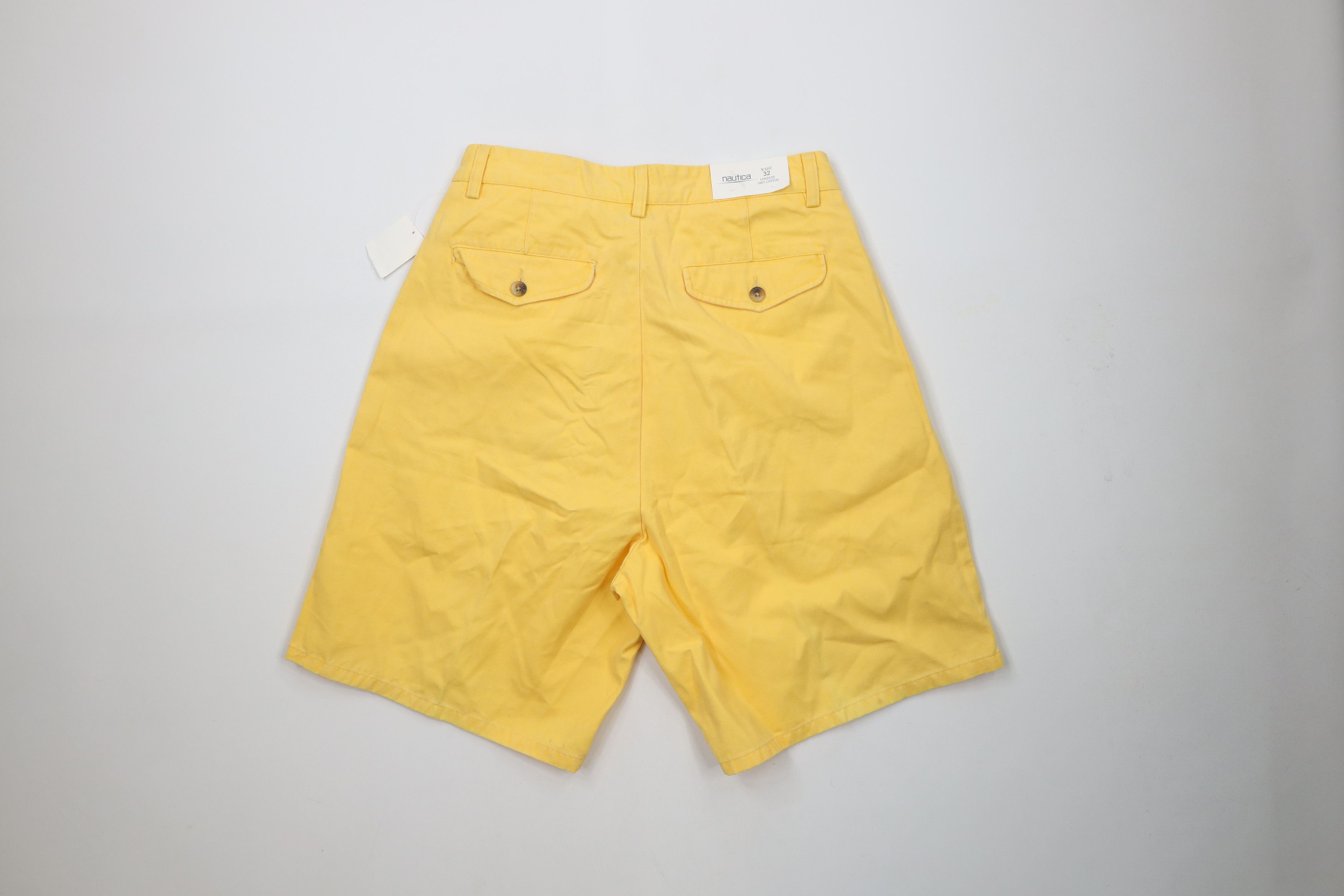 Nautica × Vintage Deadstock Vintage 90s Nautica Above Knee Chino Shorts Yellow Size US 32 / EU 48 - 10 Thumbnail