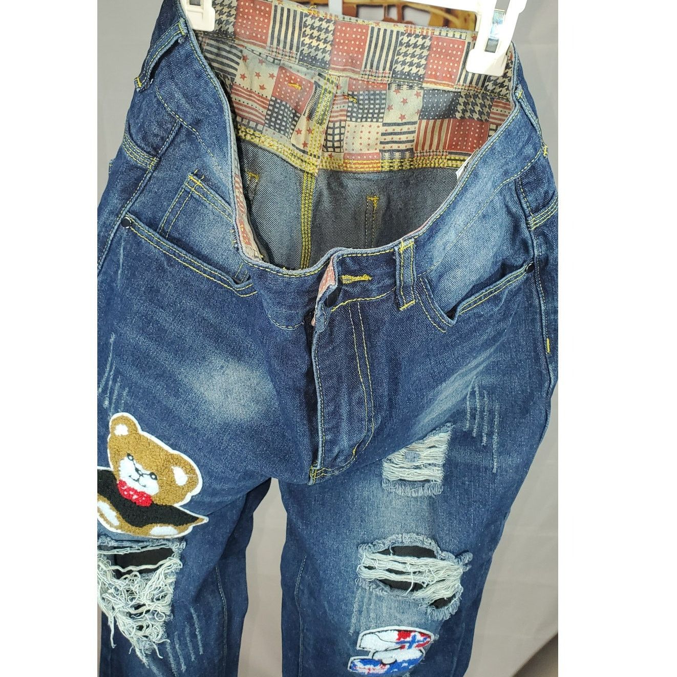 Other Men’s Distressed Blue Jeans Patchwork Bear 98 Design Size 30 Size US 30 / EU 46 - 5 Thumbnail