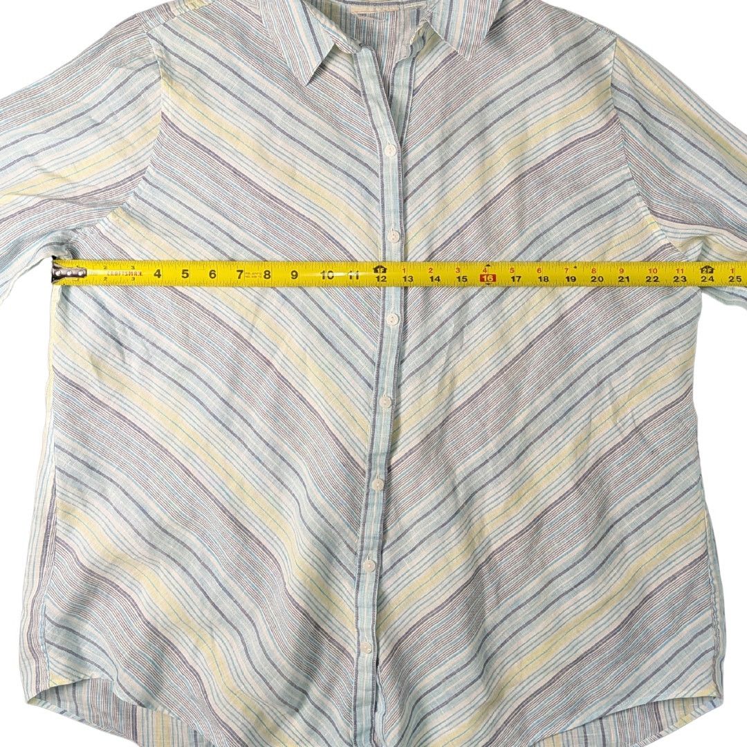 Vintage Vintage Chico's Linen Chevron Button-Down | Women's 2XL Size XXL / US 16-18 / IT 52-54 - 5 Thumbnail