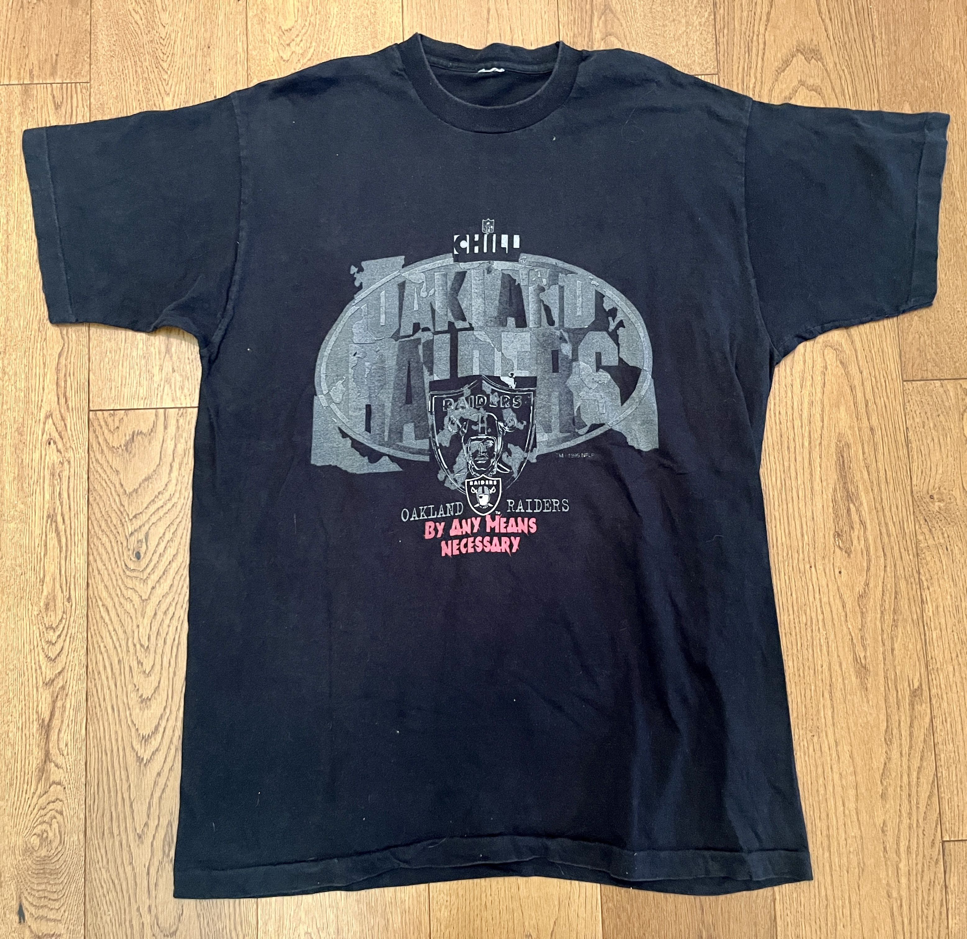 Vintage 1995 Oakland Raiders T-Shirt Chill By Any Means Necessary XL Size US XL / EU 56 / 4 - 1 Thumbnail