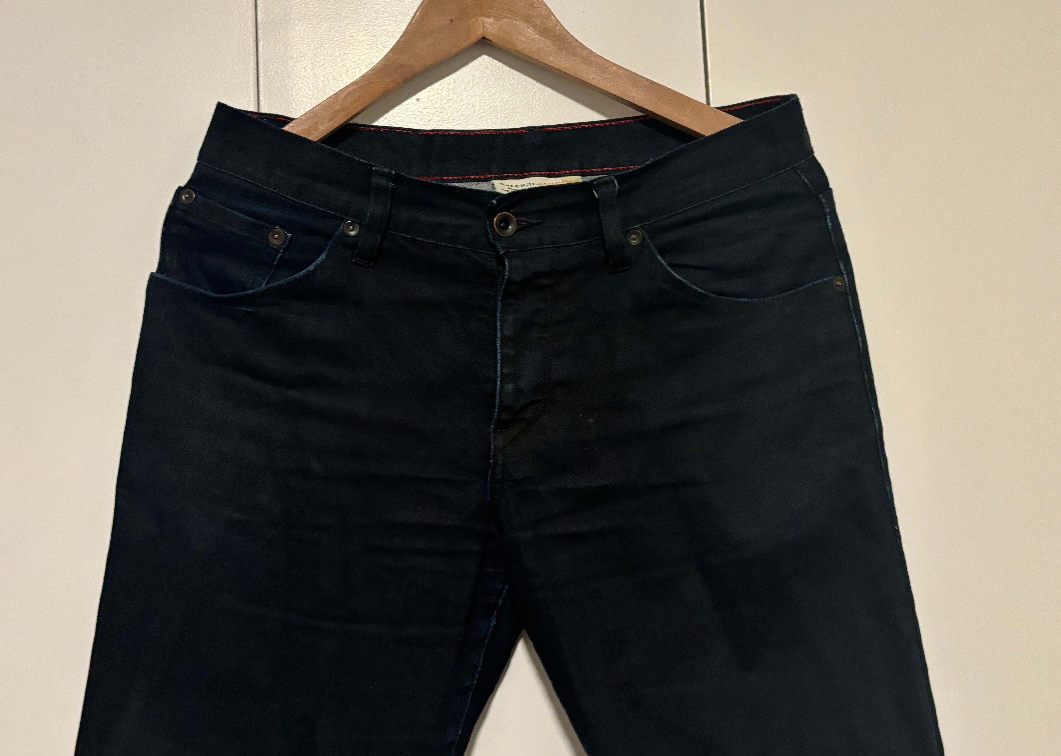 Raleigh Denim Slim Fit Raw Denim Button Fly Black Jeans Indigo Undertones Size US 30 / EU 46 - 2 Thumbnail