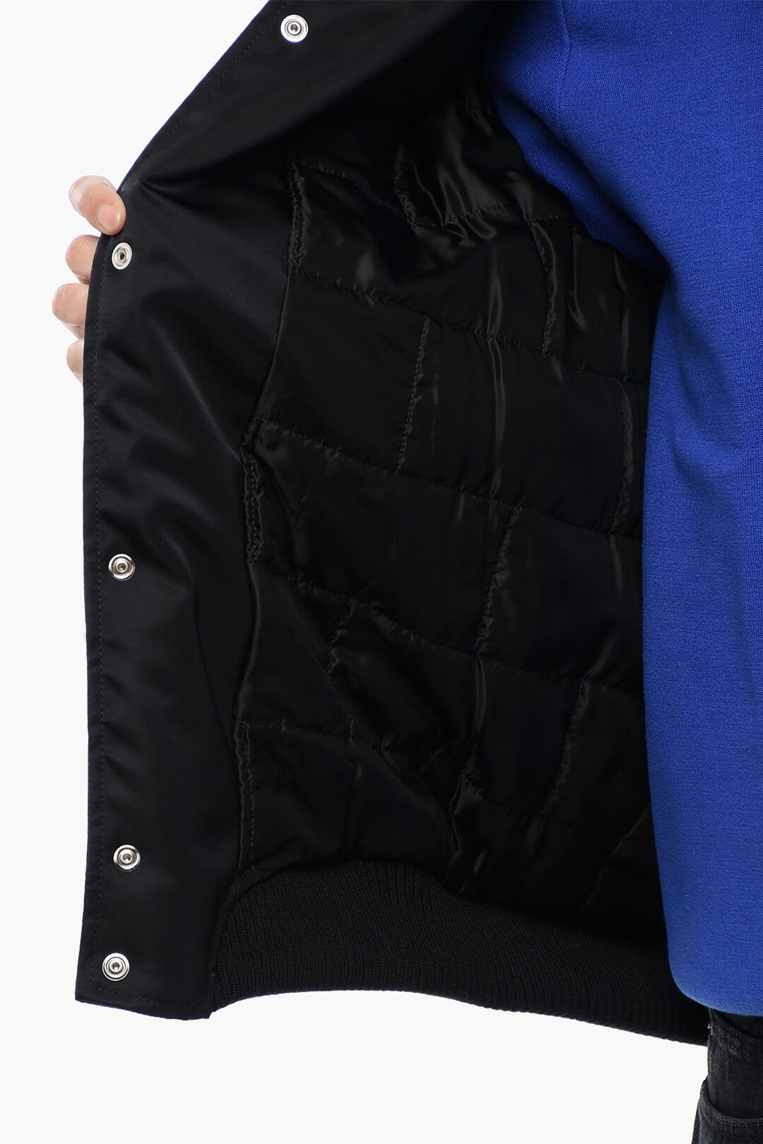 Off-White og1mm1025 Leather Sleeved Bomber Jacket in Black Size US M / EU 48-50 / 2 - 5 Thumbnail