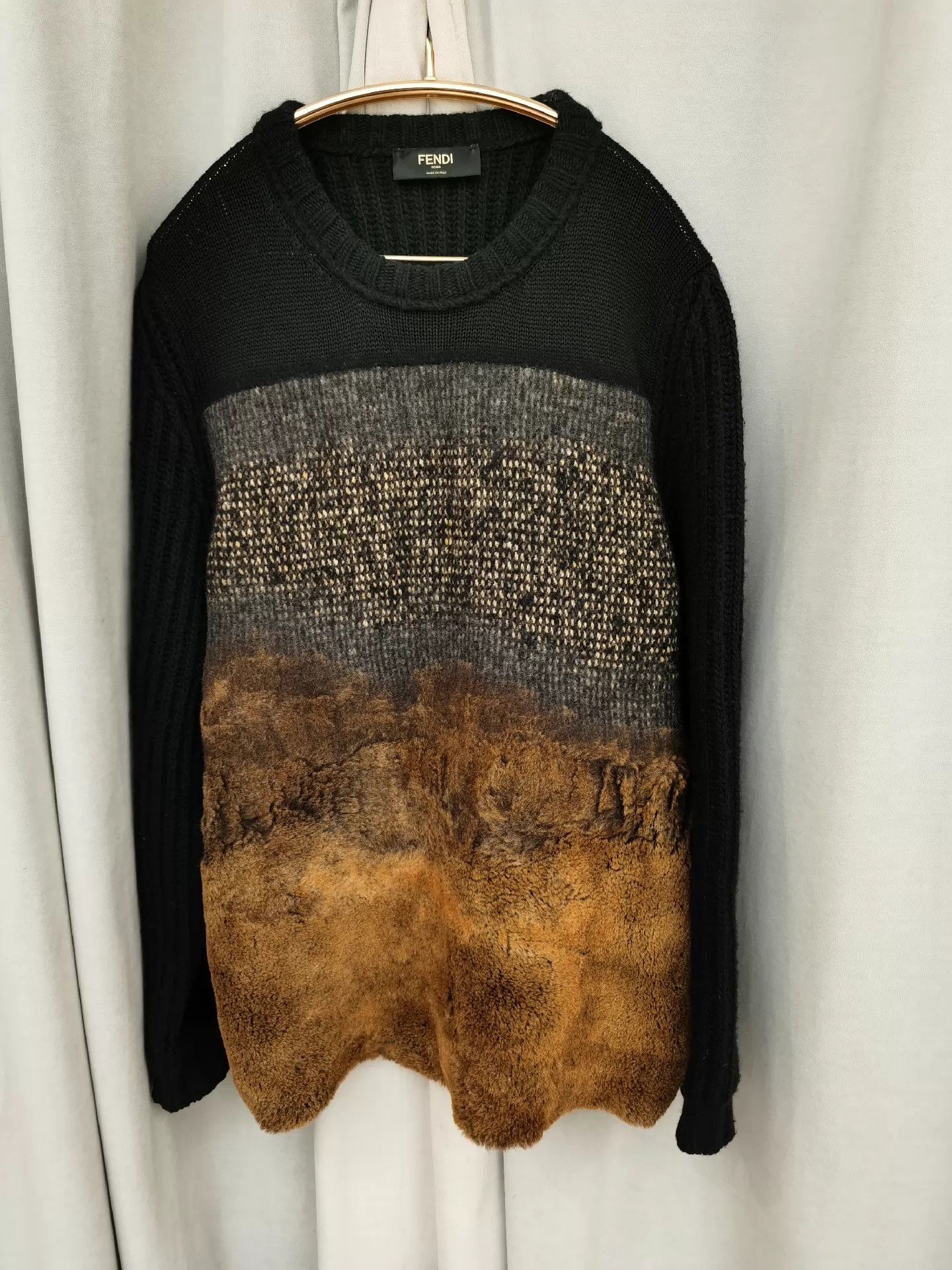 Fendi FENDI Leather-Panel Wool Sweater Size 48 Worn 2-3x Size US M / EU 48-50 / 2 - 1 Thumbnail