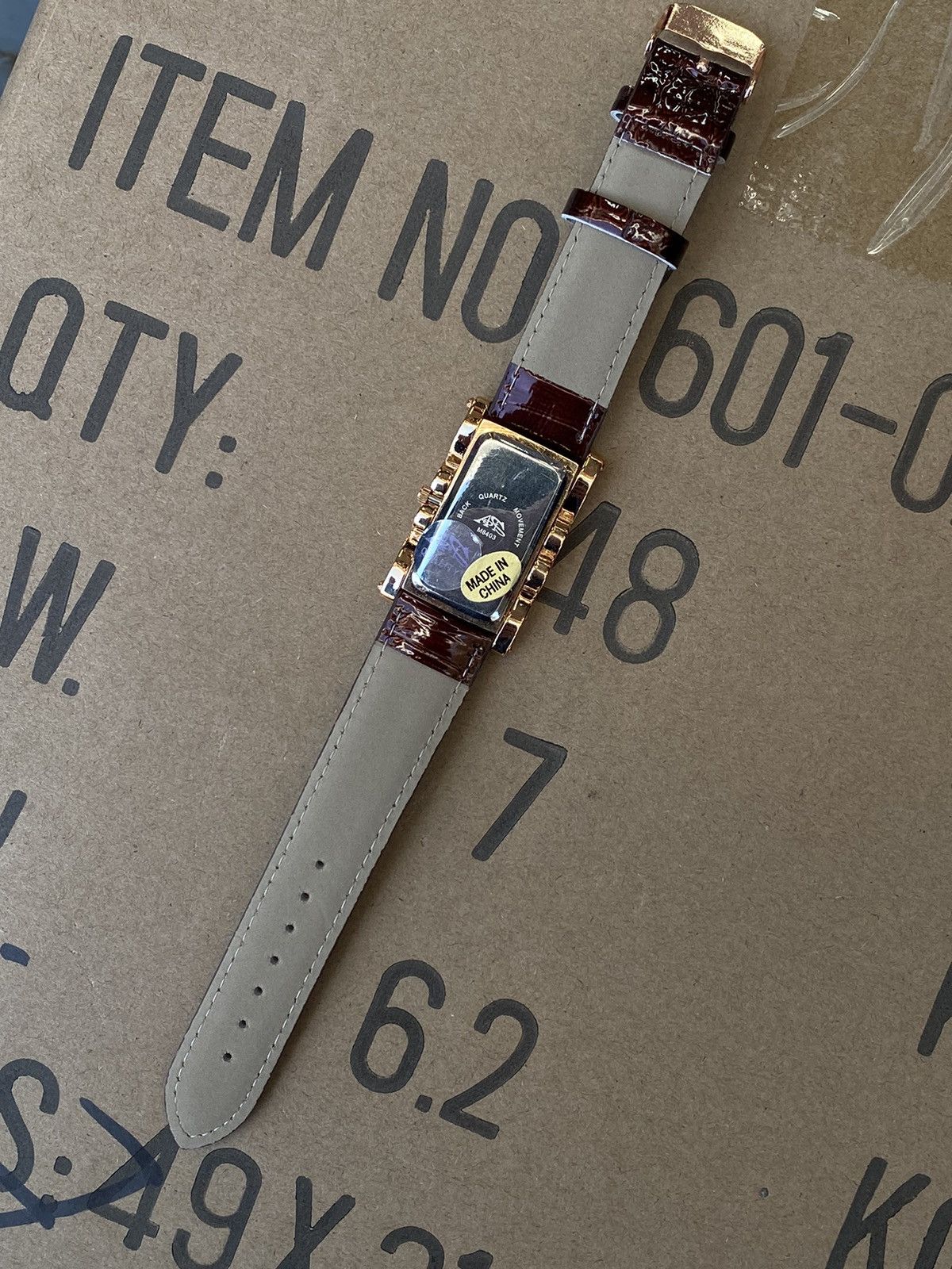 Vintage Brown Strap Watch w/ Gold Crystals - Japanese Mechanism Size ONE SIZE - 3 Thumbnail