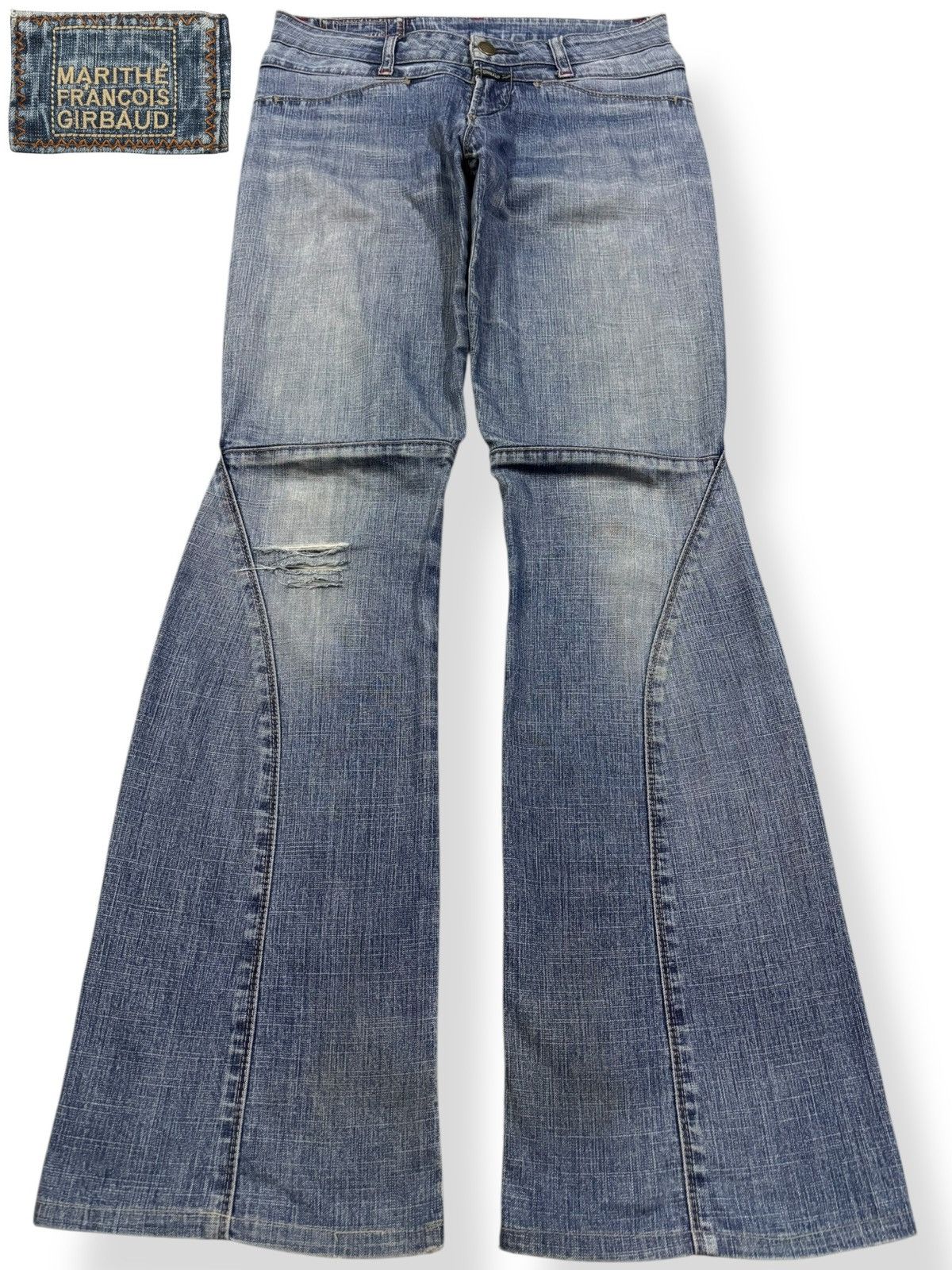 Marithe + Francois Girbaud Vintage Marithe Francois Girbaud Flare Distressed Jeans Size 29" - 1 Thumbnail
