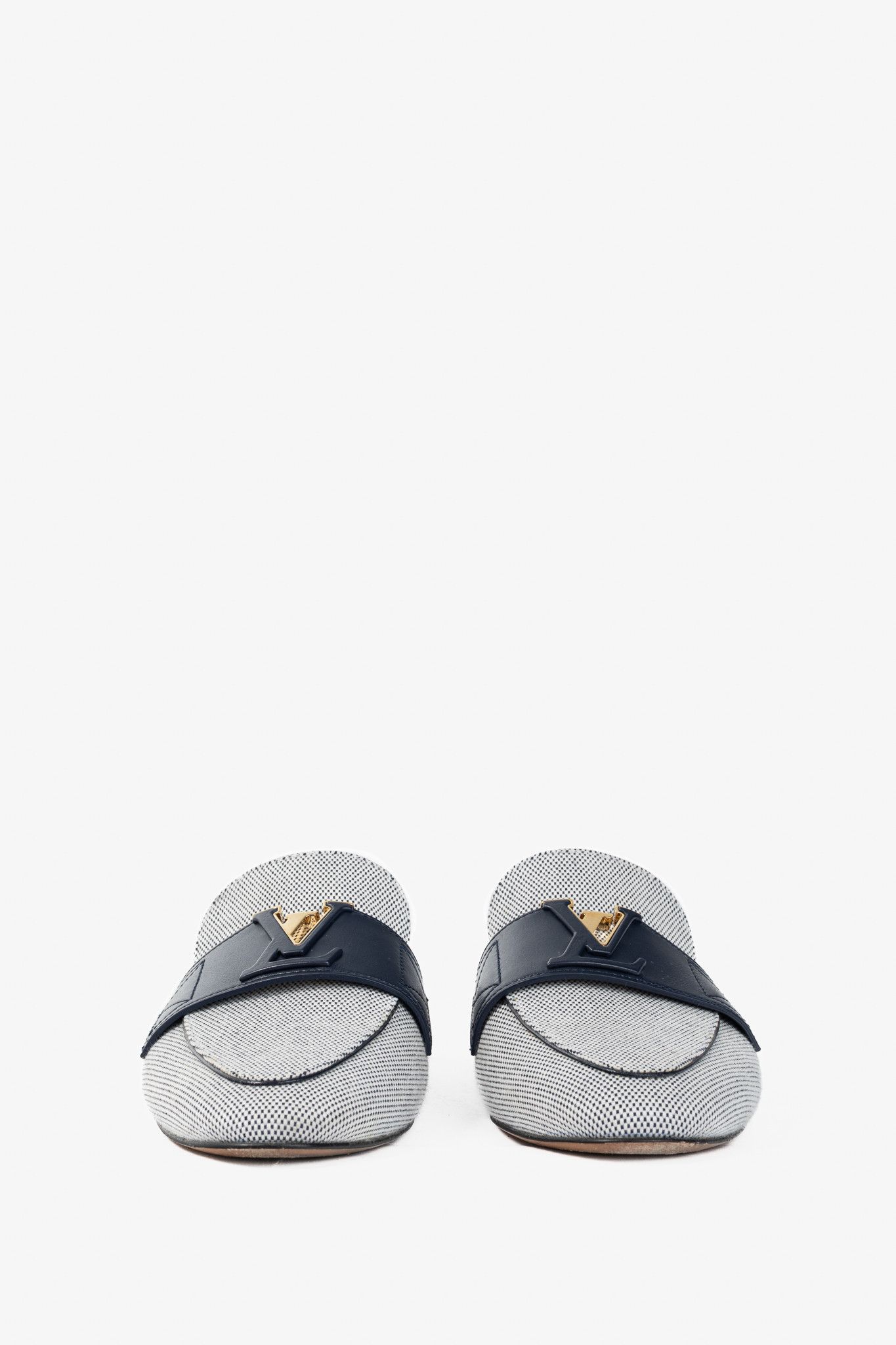 Louis Vuitton Louis Vuitton LV Mare White & Navy Open Back Loafers Size US 7.5 / IT 37.5 - 3 Thumbnail