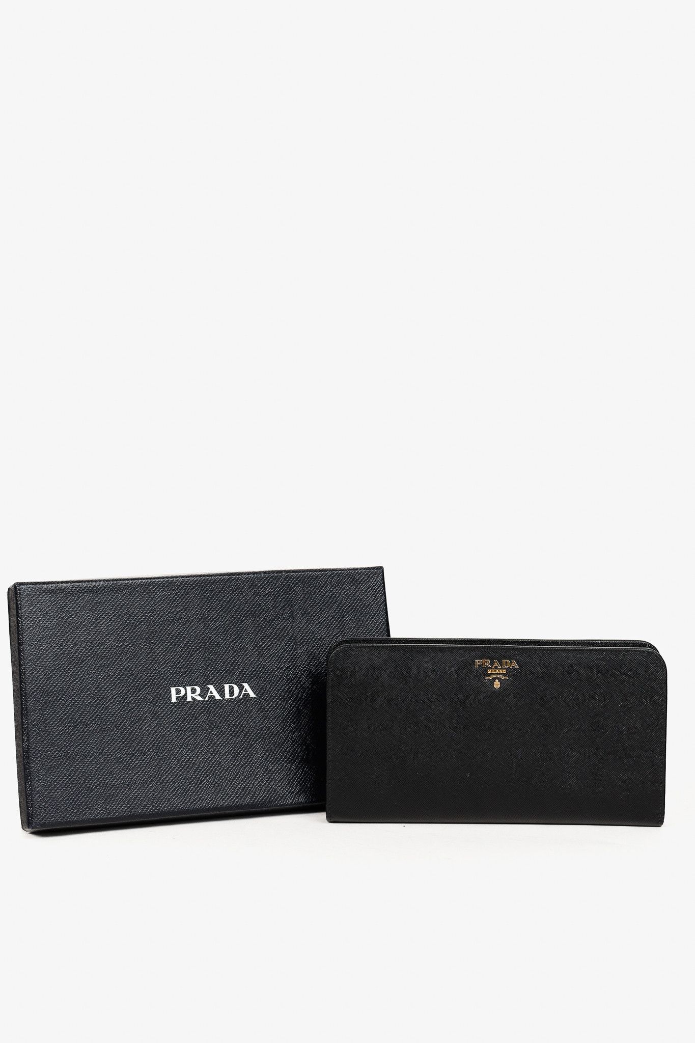 Prada Large Black Saffiano Leather Wallet