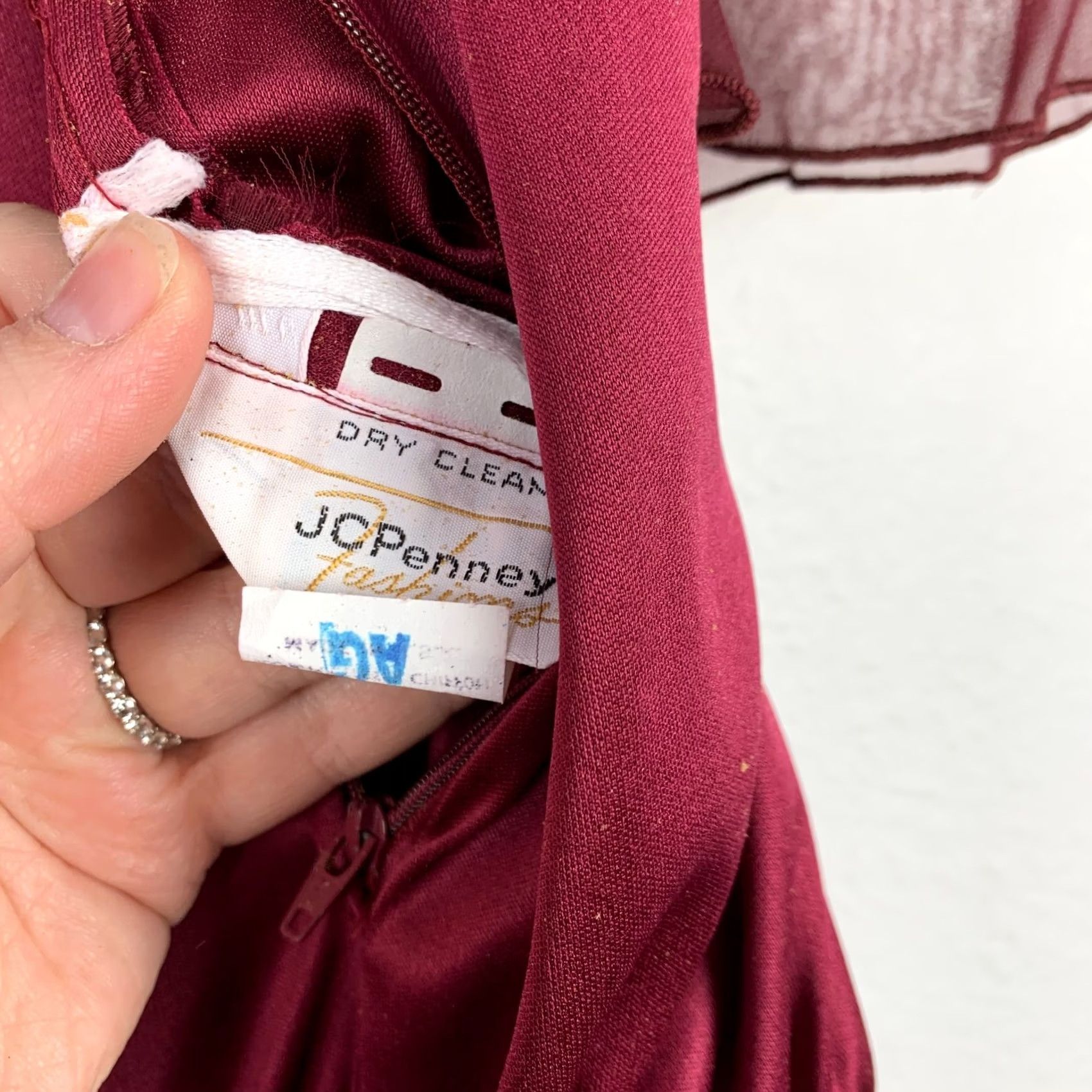 JCPenney Vintage JcPenney Wine Red Chiffon Ruffle Maxi Dress 7/8 Juniors Evening 1980s Polyester Size M / US 6-8 / IT 42-44 - 5 Thumbnail