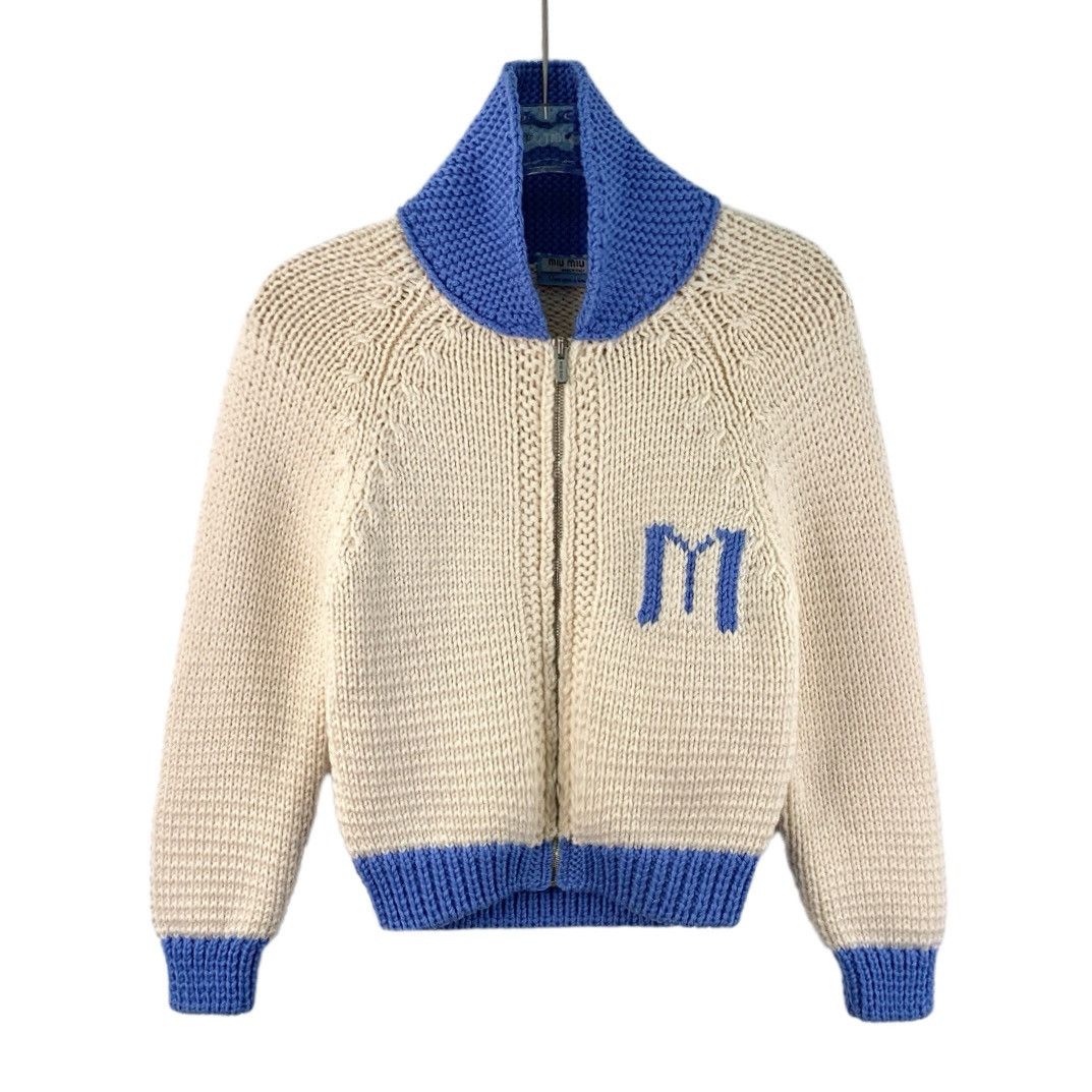 Miu Miu Miu Miu Colorblocked Train Appliqué Wool Knit Jacket Size XS / US 0-2 / IT 36-38 - 1 Thumbnail