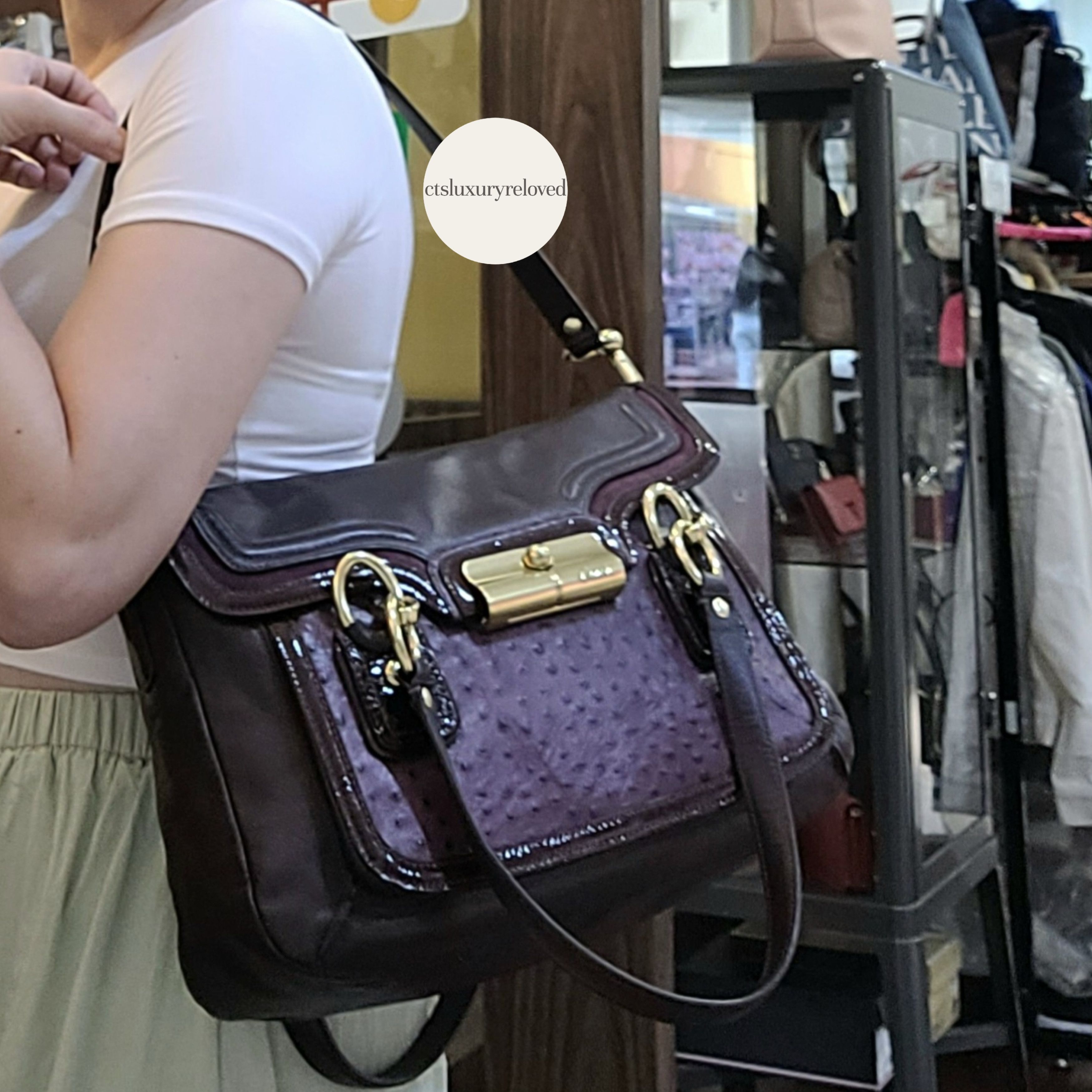 Coach Coach Kristin Spectator Ostrich Embossed Leather Satchel Size ONE SIZE - 6 Thumbnail