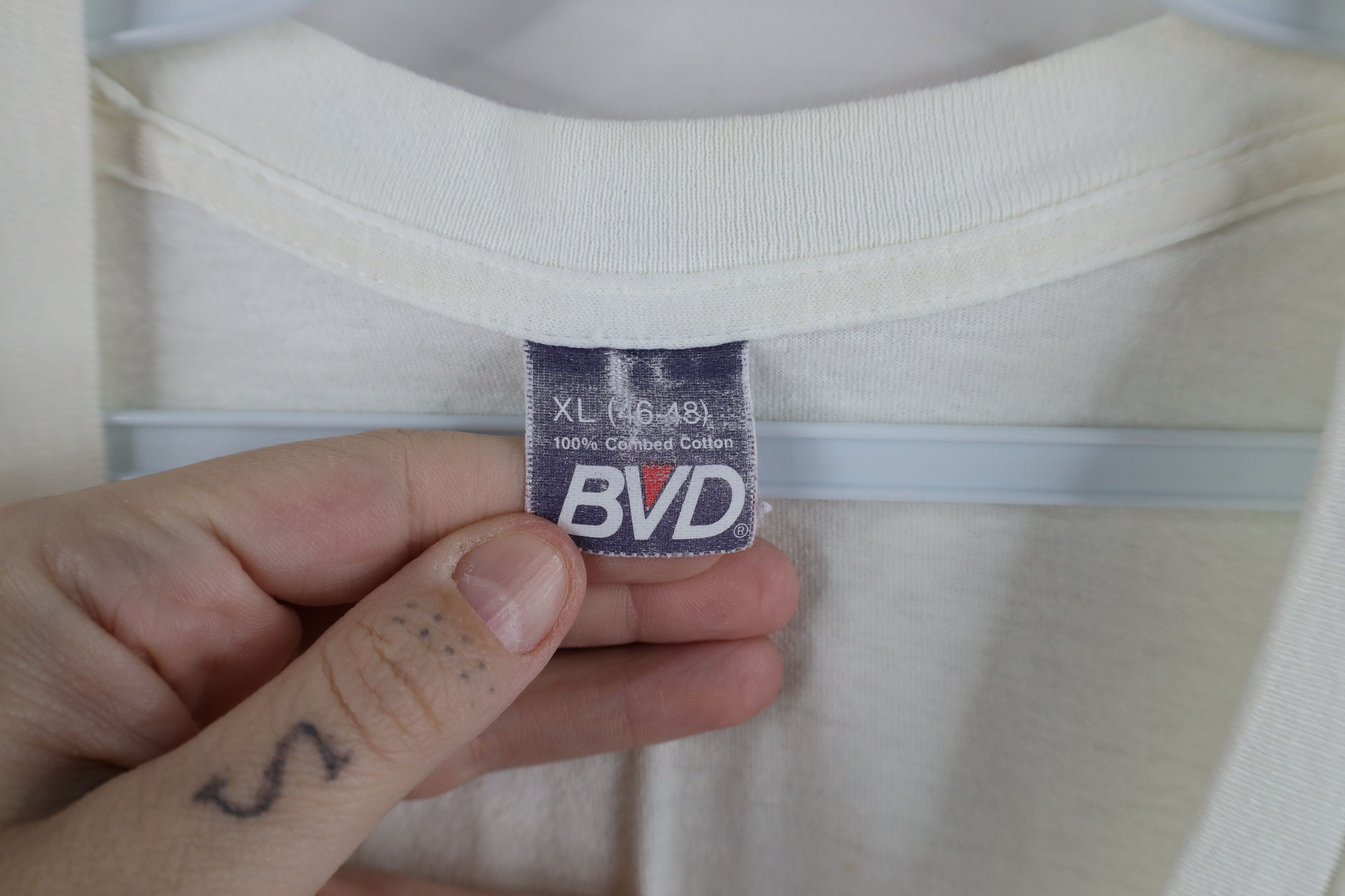 Vintage Vintage 70s Streetwear Blank Cotton V-Neck T-Shirt White USA Size US XL / EU 56 / 4 - 6 Thumbnail