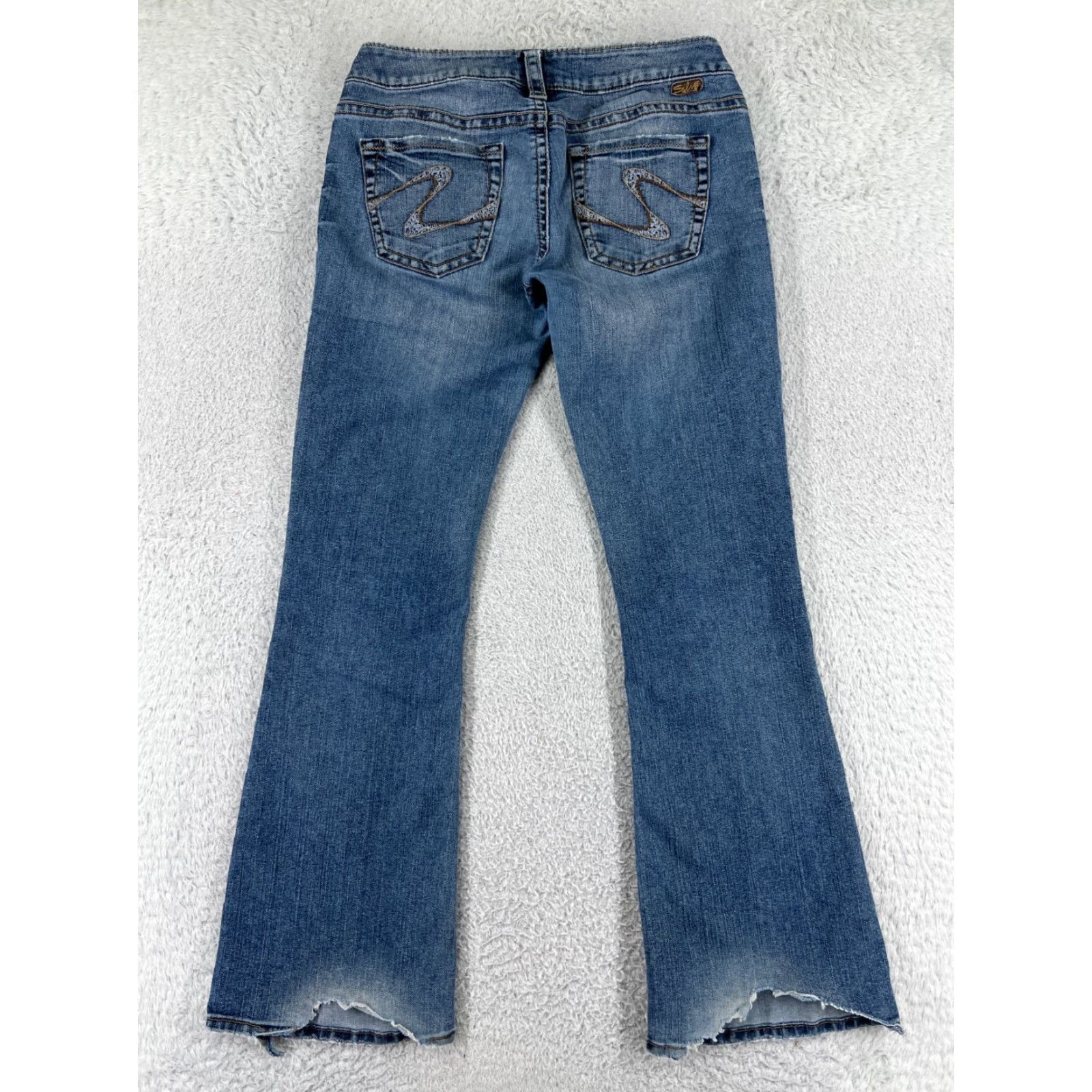Silver Jeans Co. Silver Jeans Womens Jeans Bootcut 29 Blue Denim Embroidered Light Wash 5-Pocket Size 29" - 2 Thumbnail