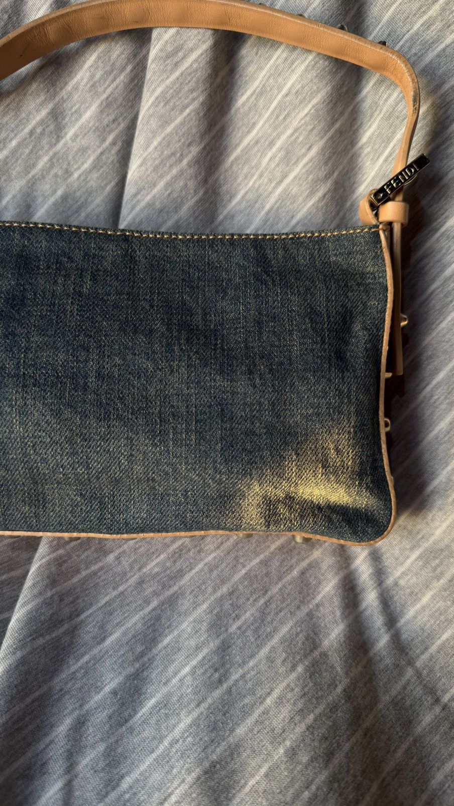 Fendi Fendi Blue/Beige Denim and Leather Baguette Bag Size ONE SIZE - 9 Thumbnail