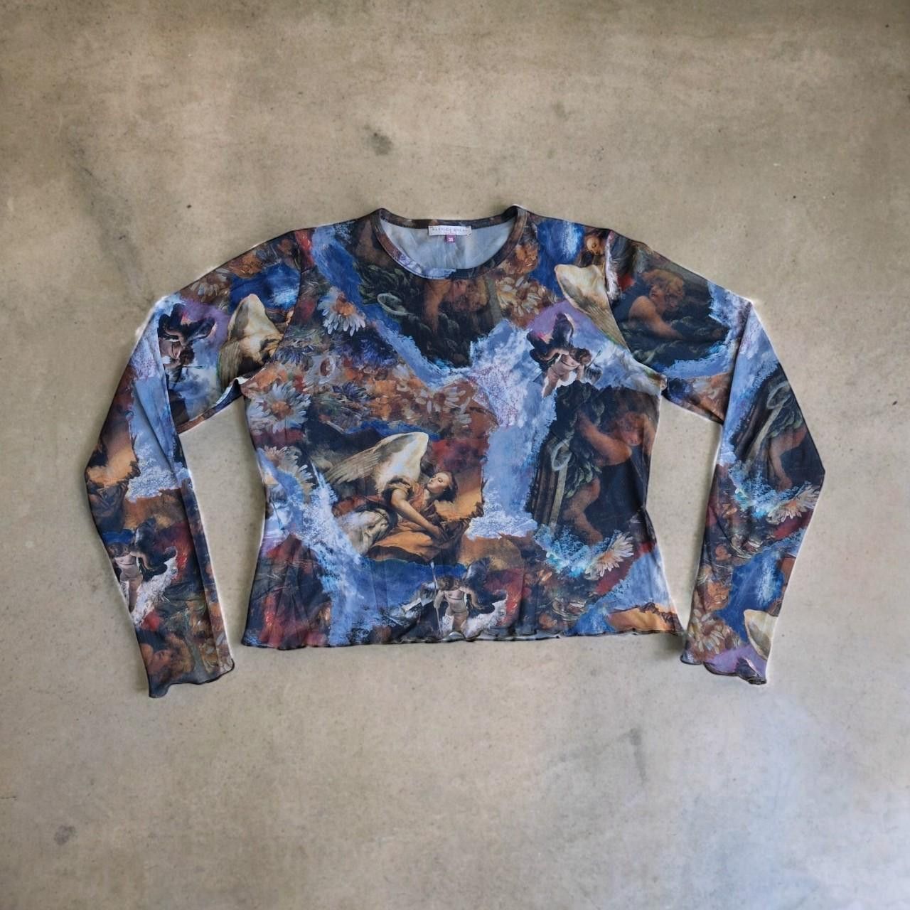 image of Renaissance Mesh Vintage Top - M, Y2K, Bohemian, Fairycore in Blue, Women's (Size Medium)